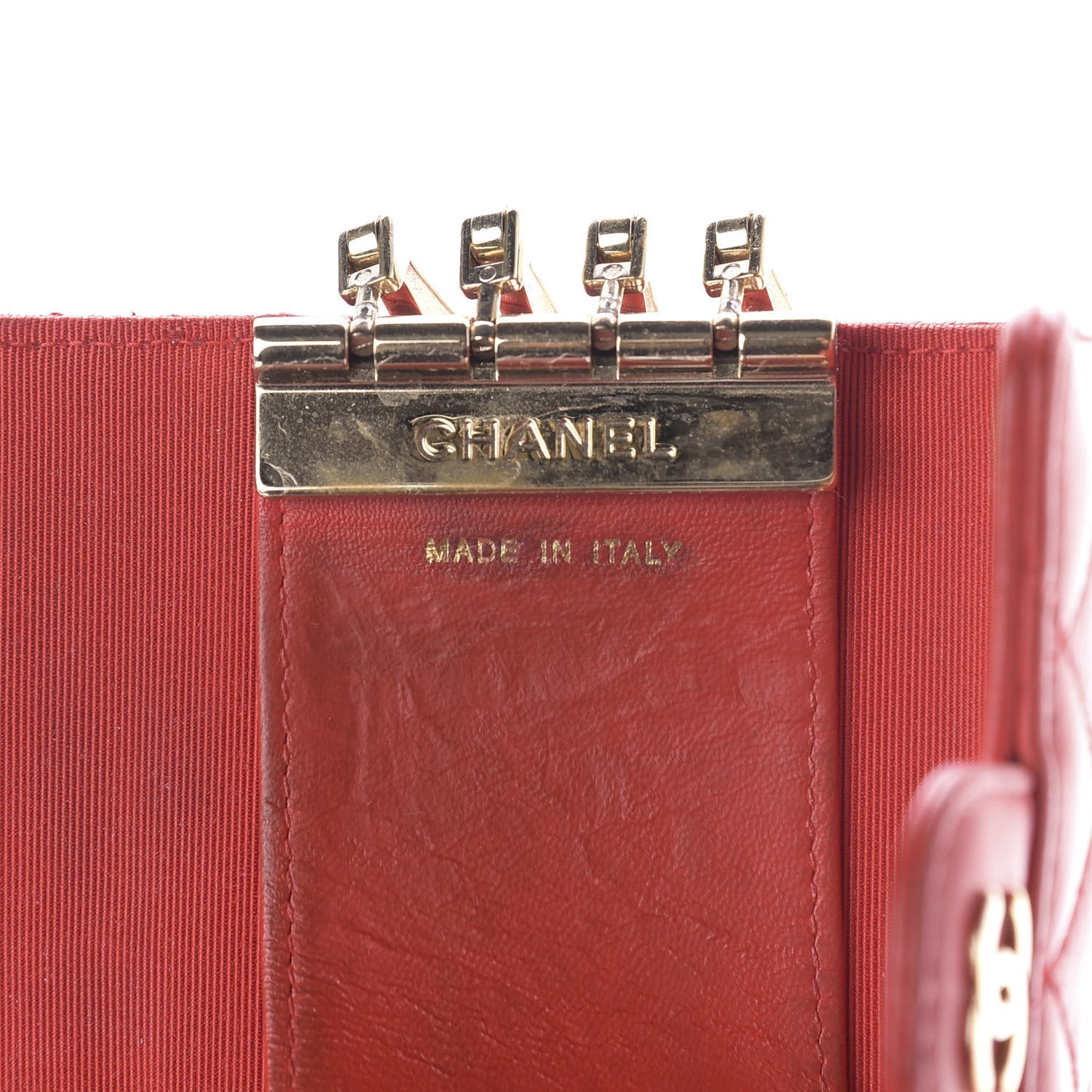 Lambskin Quilted 4 Key Holder Red
