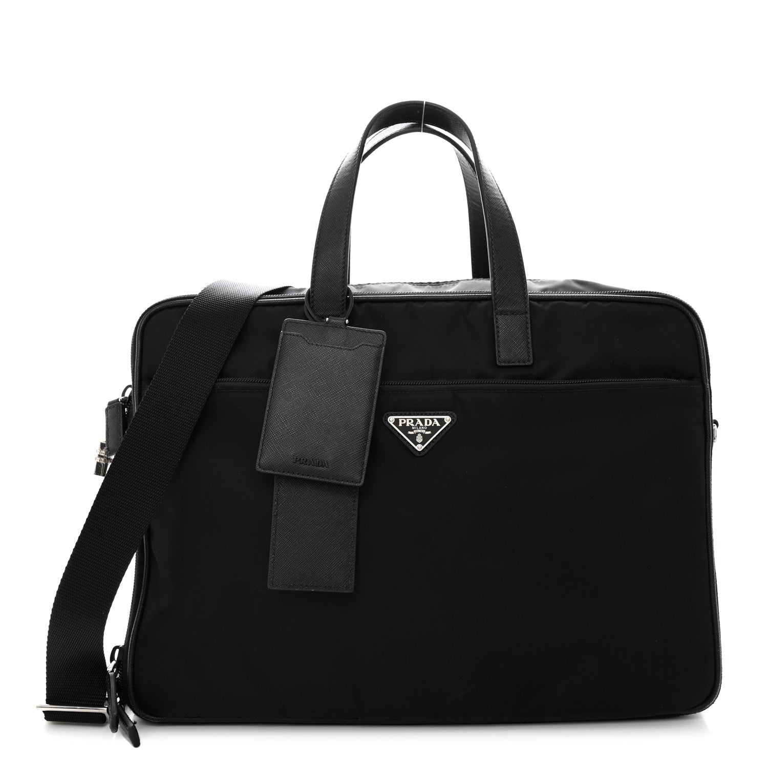 Prada Tessuto Nylon Saffiano Briefcase Black 1 of 15