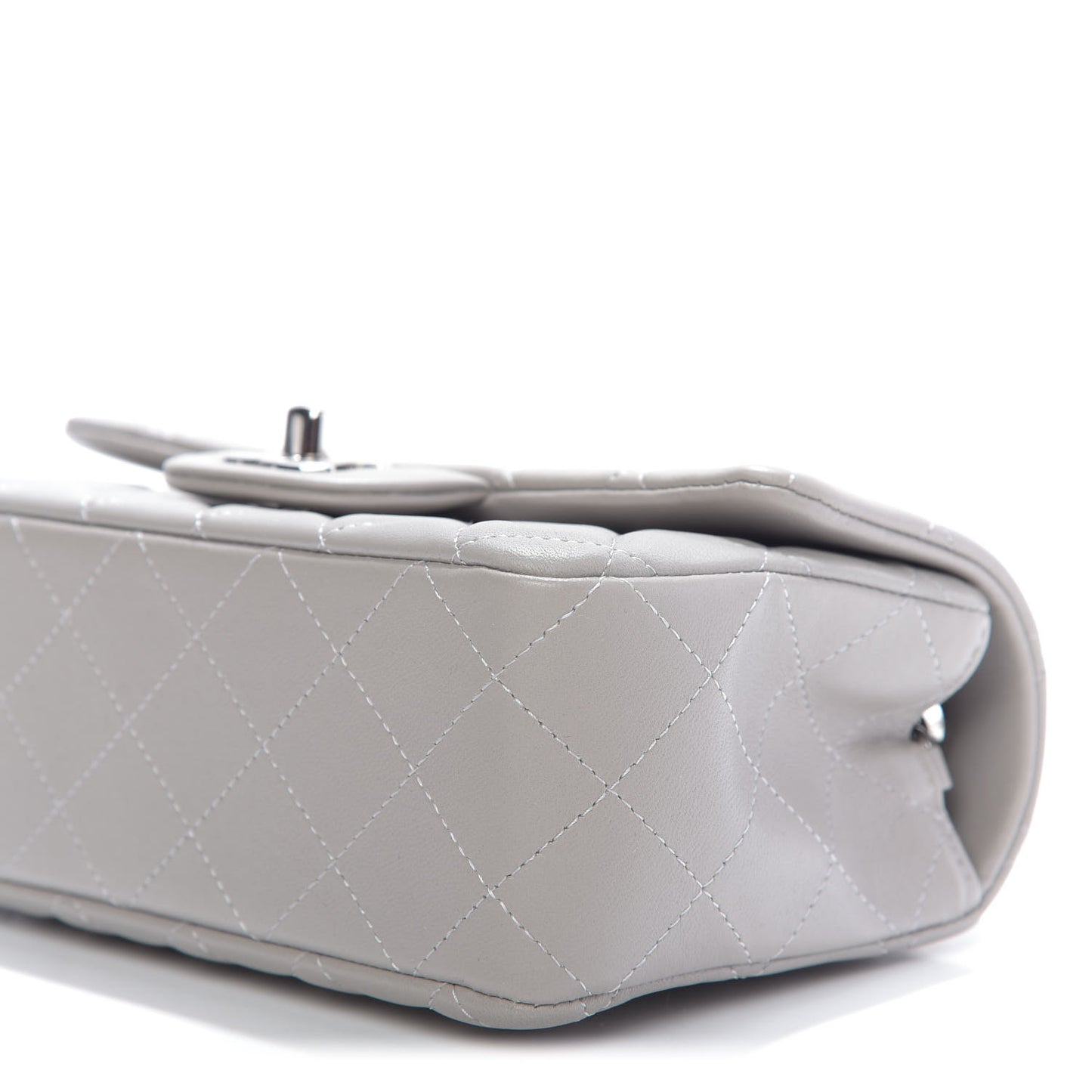 Lambskin Quilted Mini Rectangular Flap Grey