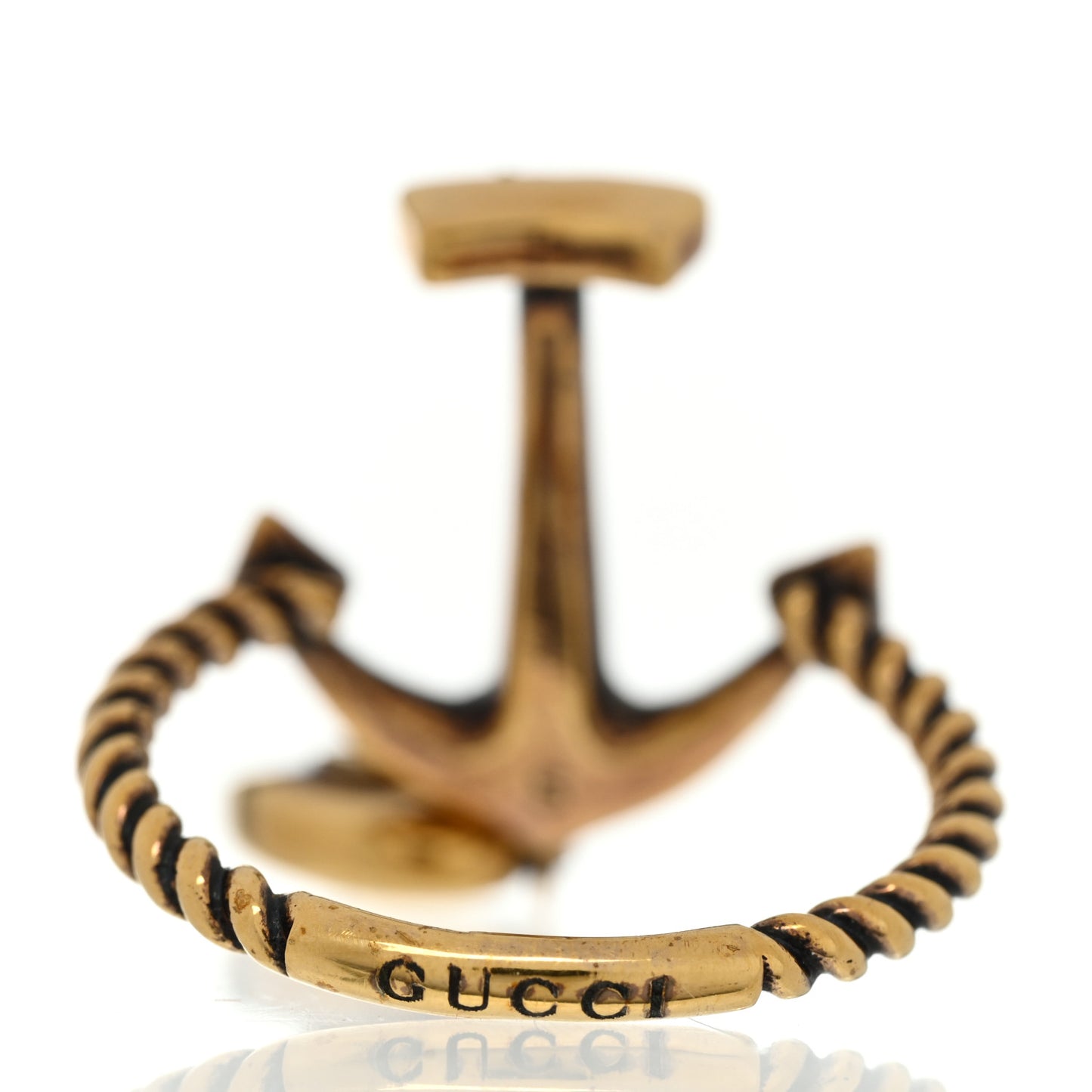 Metal Crystal Interlocking G Anchor Heart Ring 52 6 Gold