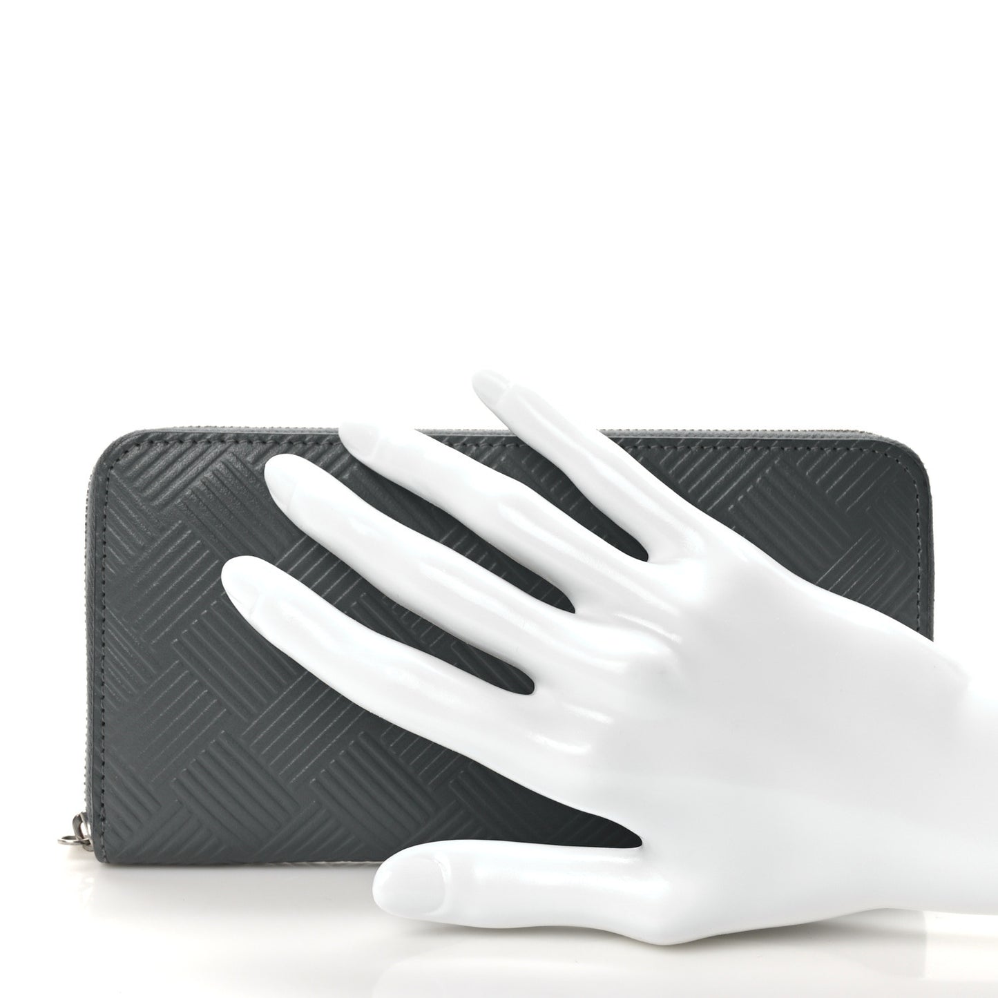 Nappa Intrecciato Embossed Zip Around Wallet Thunder