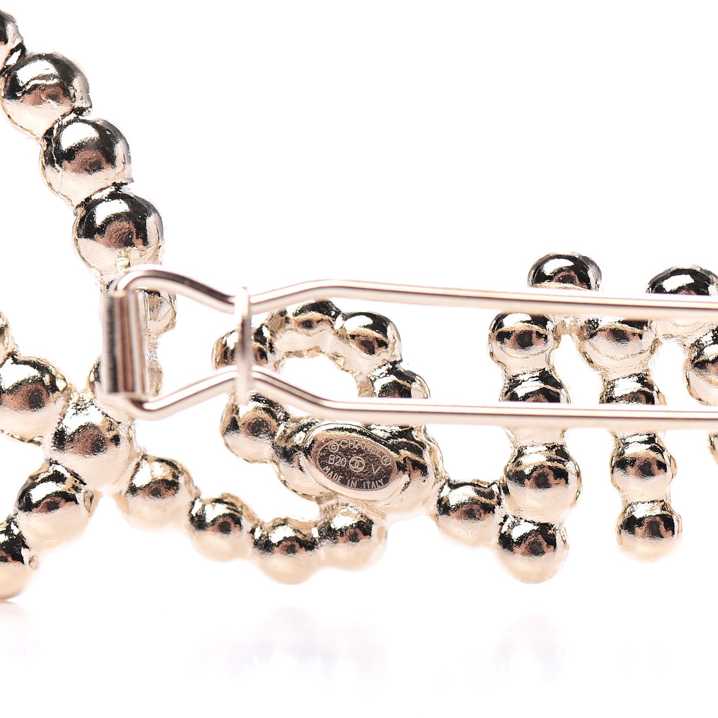 Metal Glass Swirling Pearls Hair Clip Gold