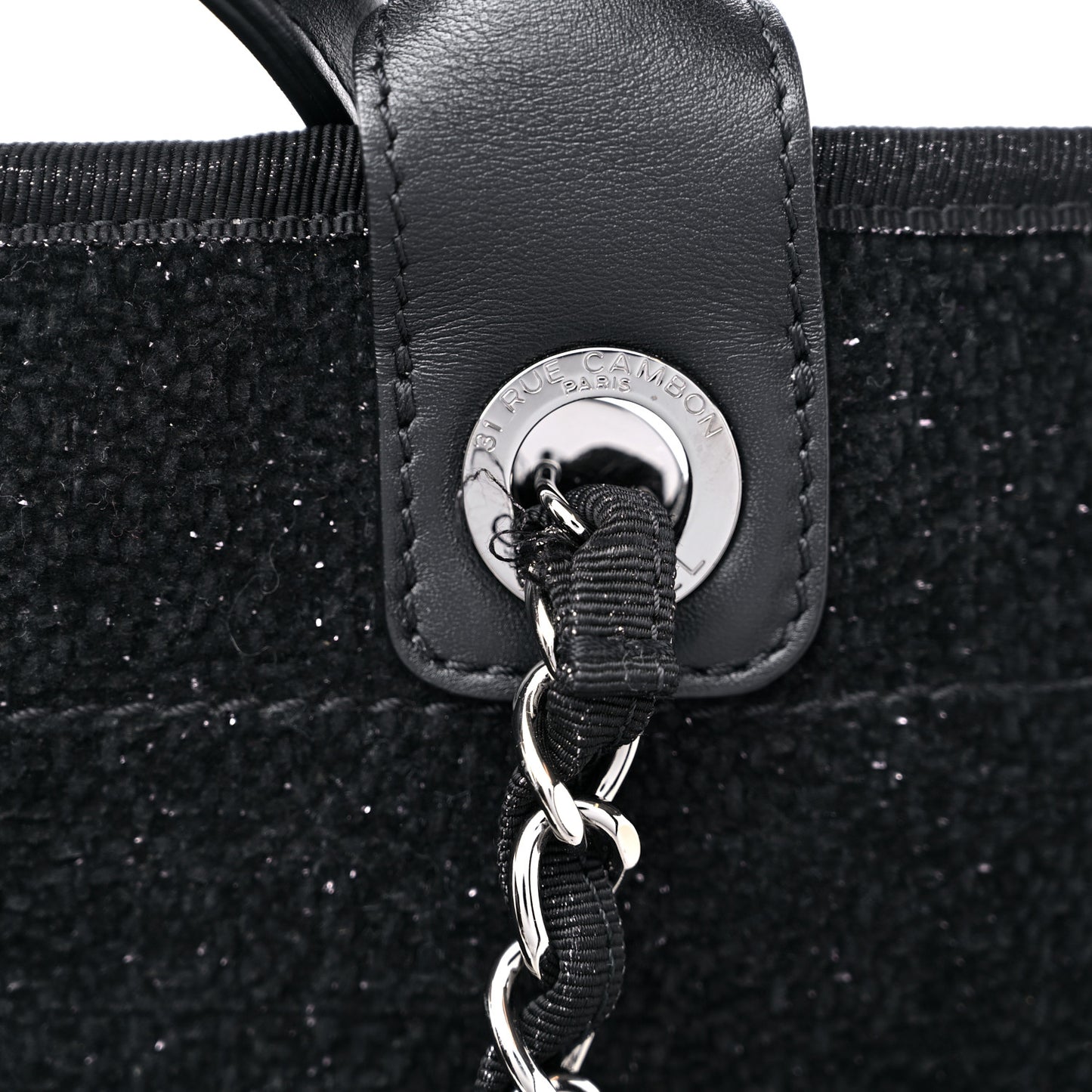 Lurex Boucle Medium Deauville Tote Black