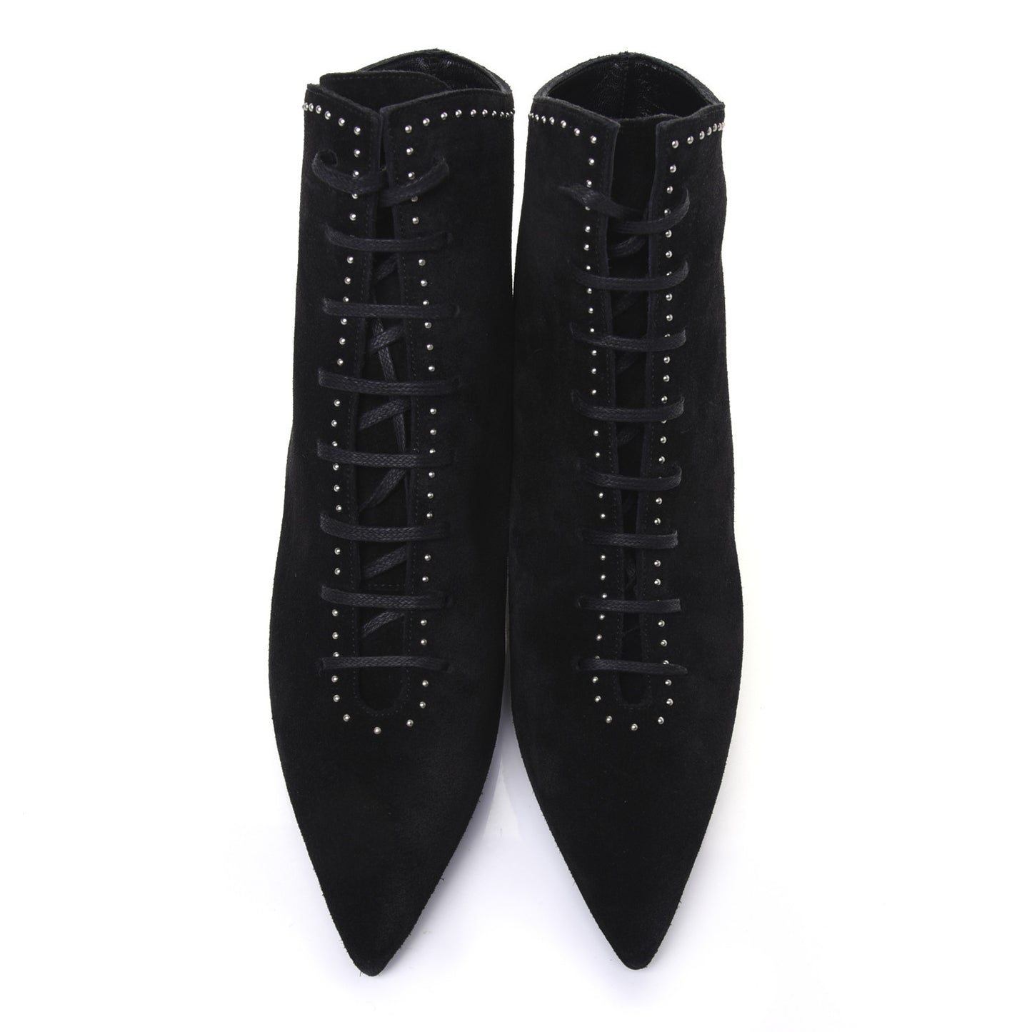 Suede Blaze Studded Laced Ankle Boots 37 Black