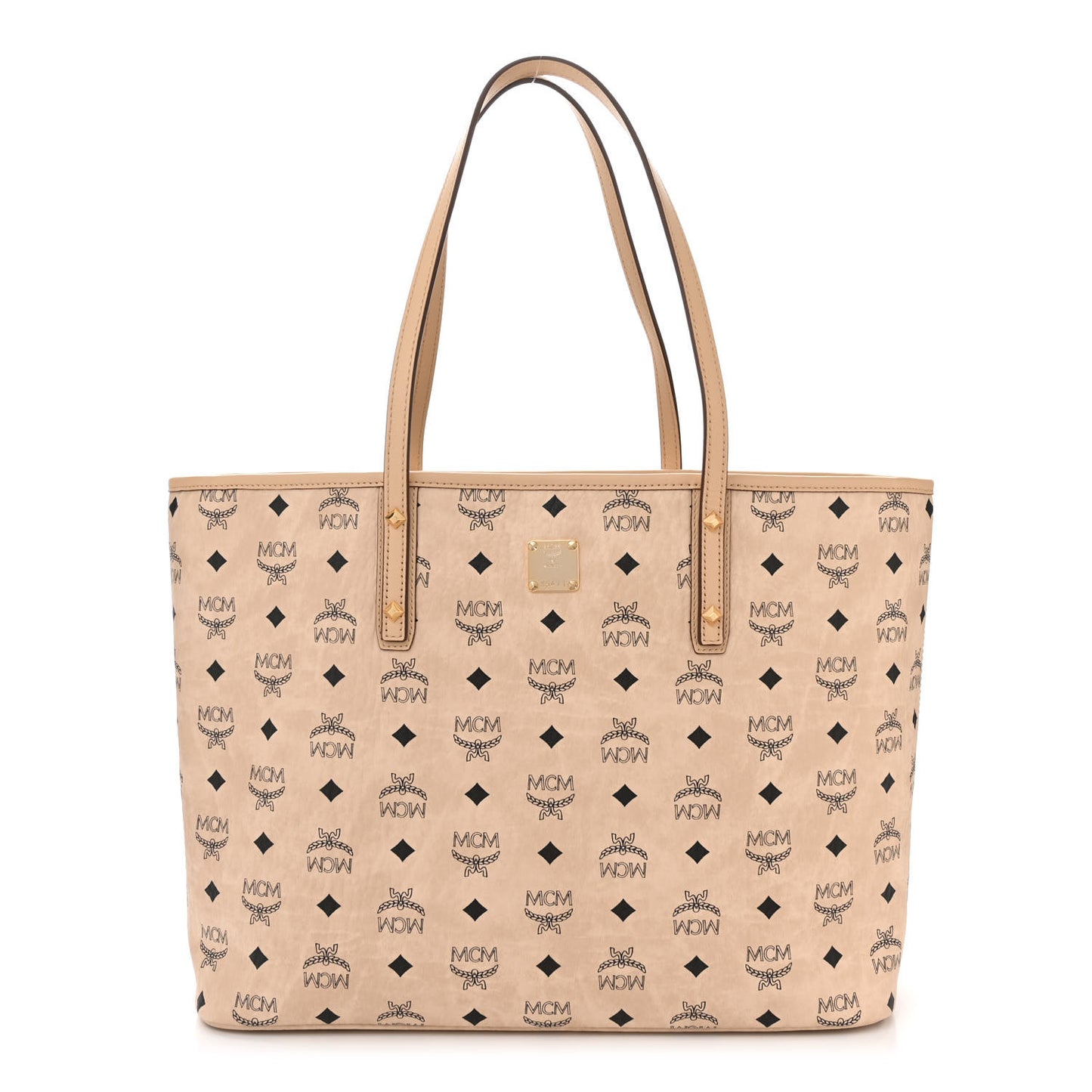 Visetos Medium Top Zip Shopper Tote Beige