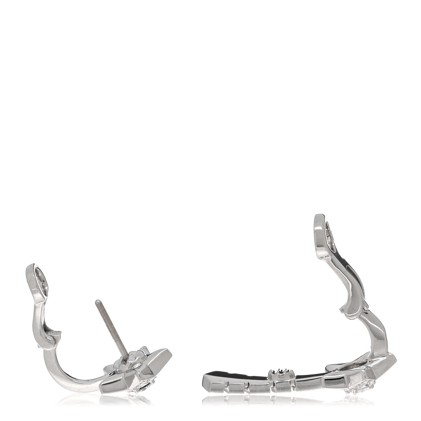 18K White Gold Diamond Comete Chevron Earrings