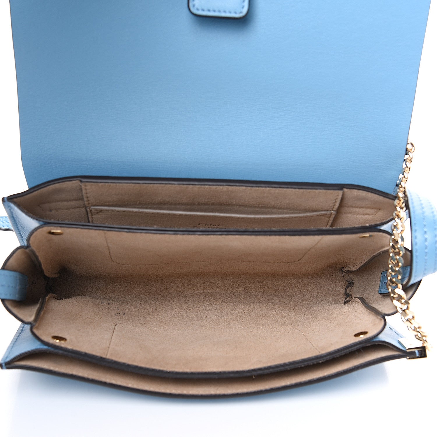 Chloe Suede Calfskin Small Faye Shoulder Bag Vinyl Blue 4 of 13