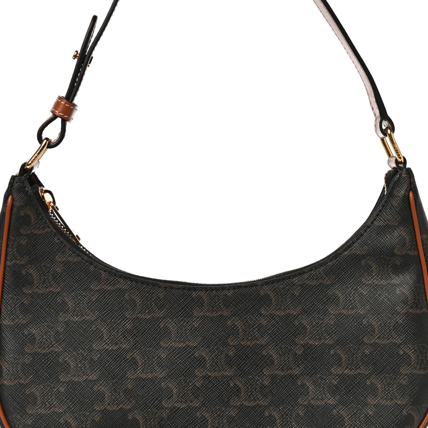 Celine Triomphe Canvas Calfskin Ava Shoulder Bag Tan 7 of 9