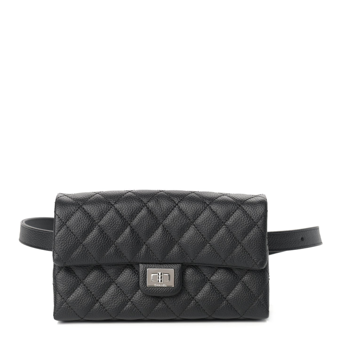 Grained Calfskin Quilted 2.55 Reissue Flap Belt Bag Clutch Black