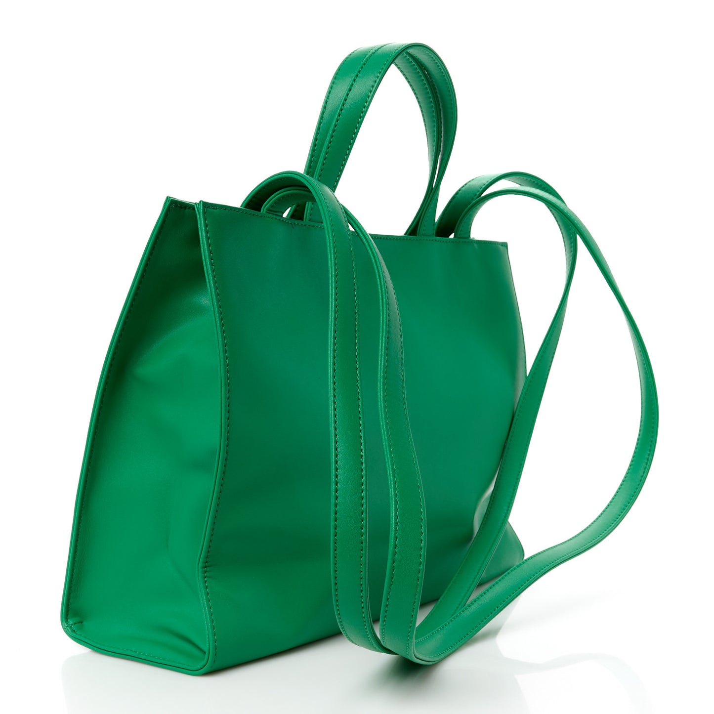 Vegan Leather Medium Shopping Bag Greenscreen