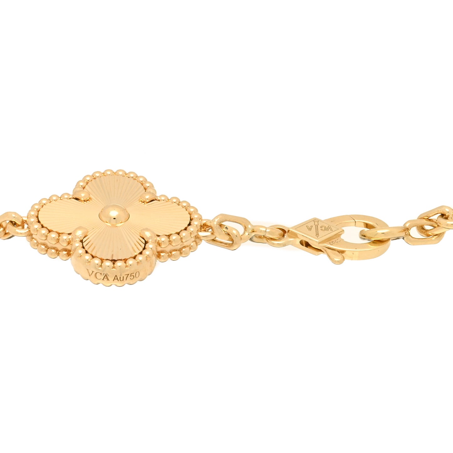 18K Yellow Gold 5 Motifs Guilloche Vintage Alhambra Bracelet
