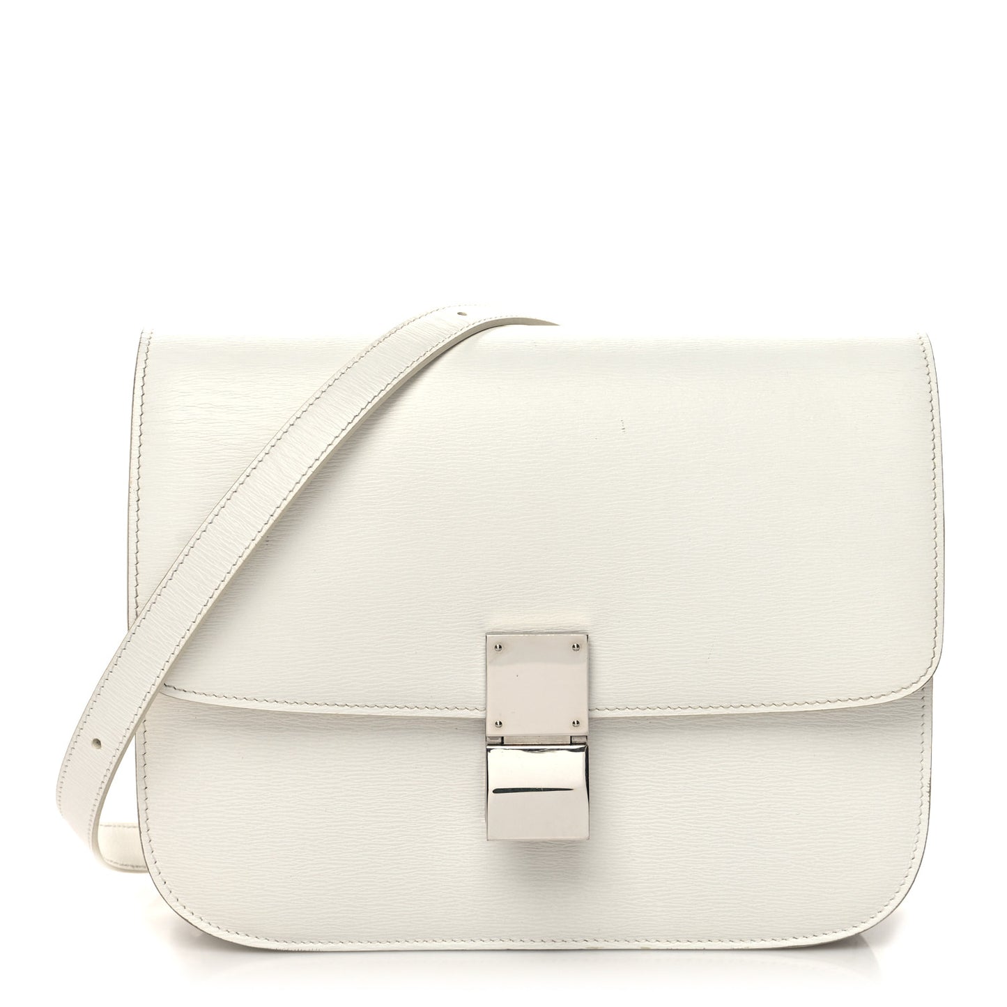 Liege Calfskin Medium Classic Box Flap Bag White