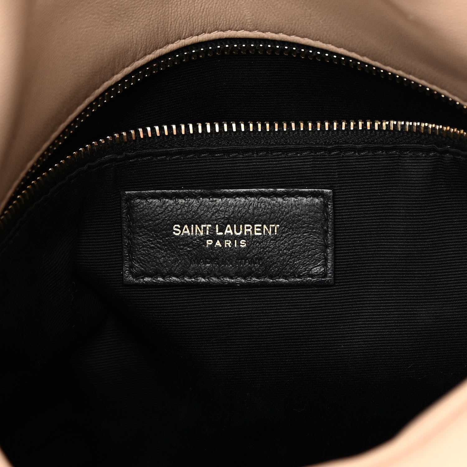 Saint Laurent Lambskin Quilted Small Loulou Puffer Monogram Chain Satchel Dark Beige 6 of 13