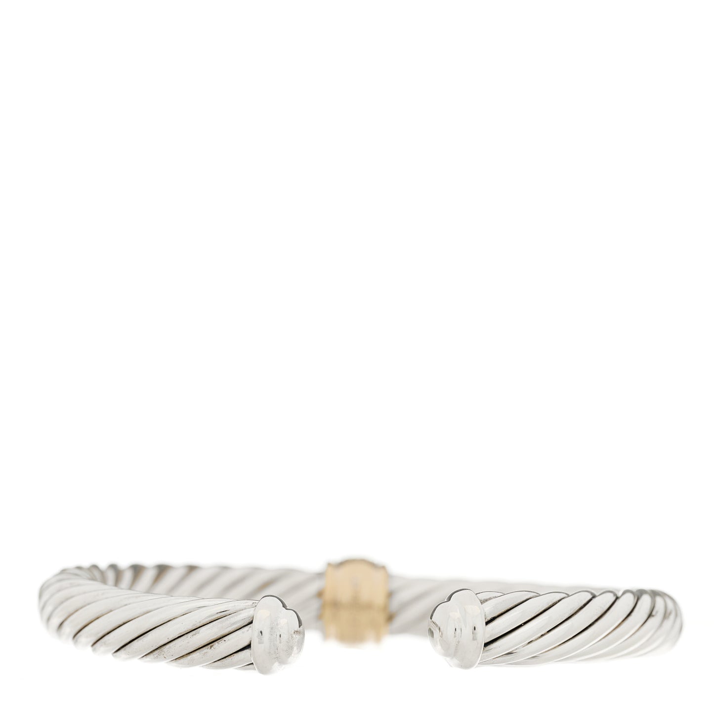 Sterling Silver 18K Yellow Gold Diamond 7mm Cable Classics Station Bracelet