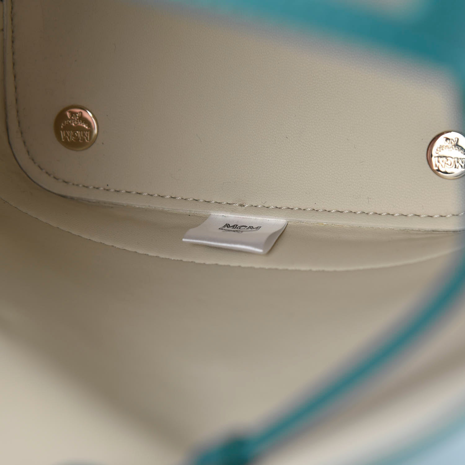 MCM Goatskin Milano Drawstring Mini Bag Deep Lagoon 7 of 11