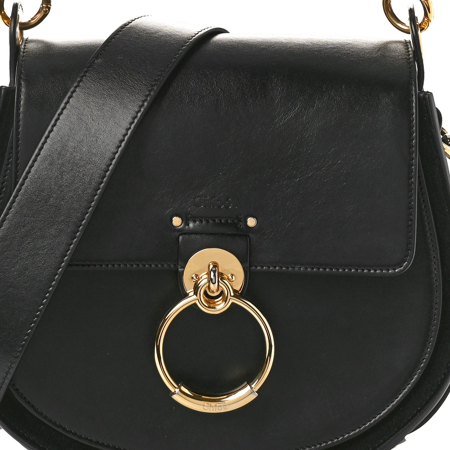 Chloe Calfskin Suede Large Tess Bag Black 8 of 13