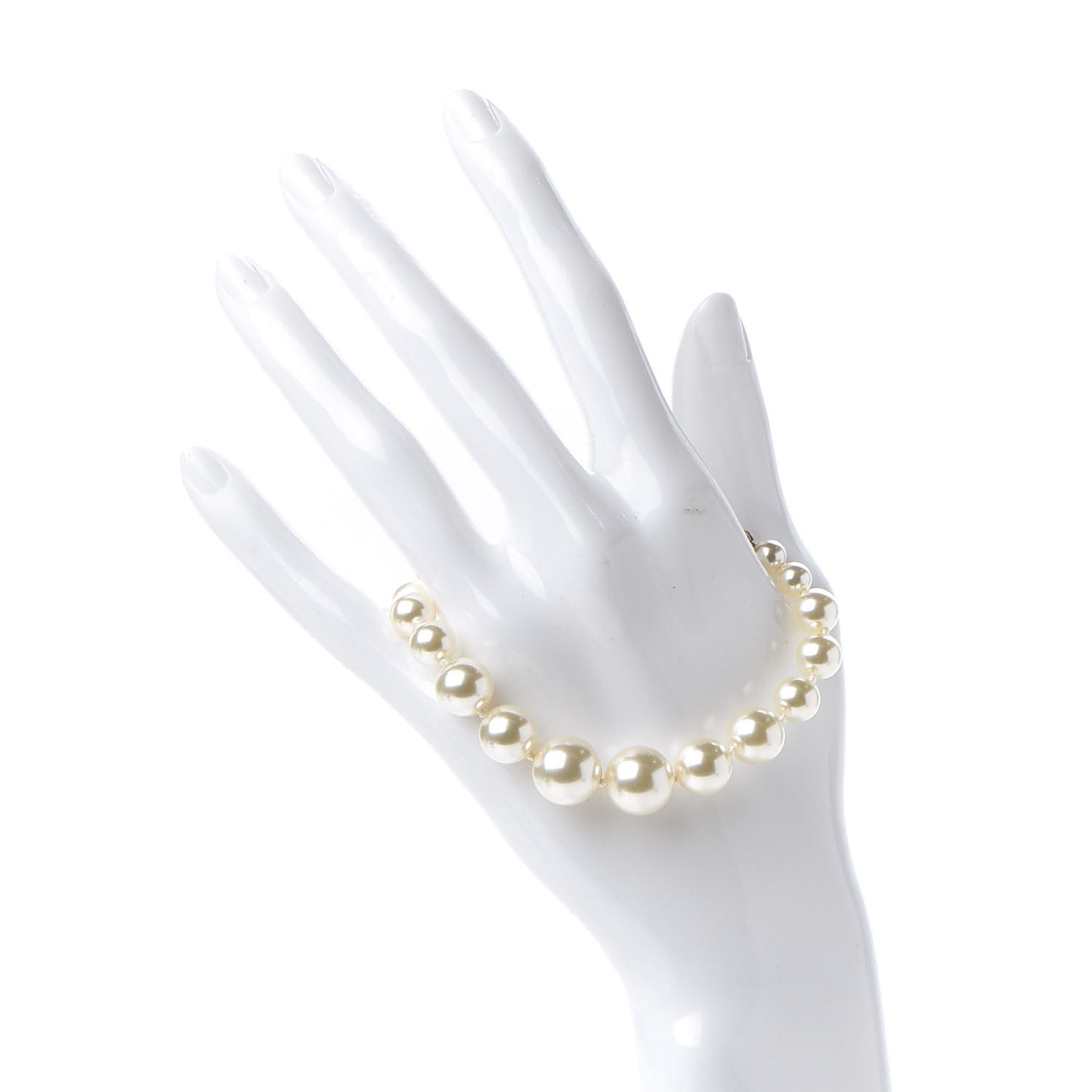 Graduated Pearl Crystal CC Bracelet Gold