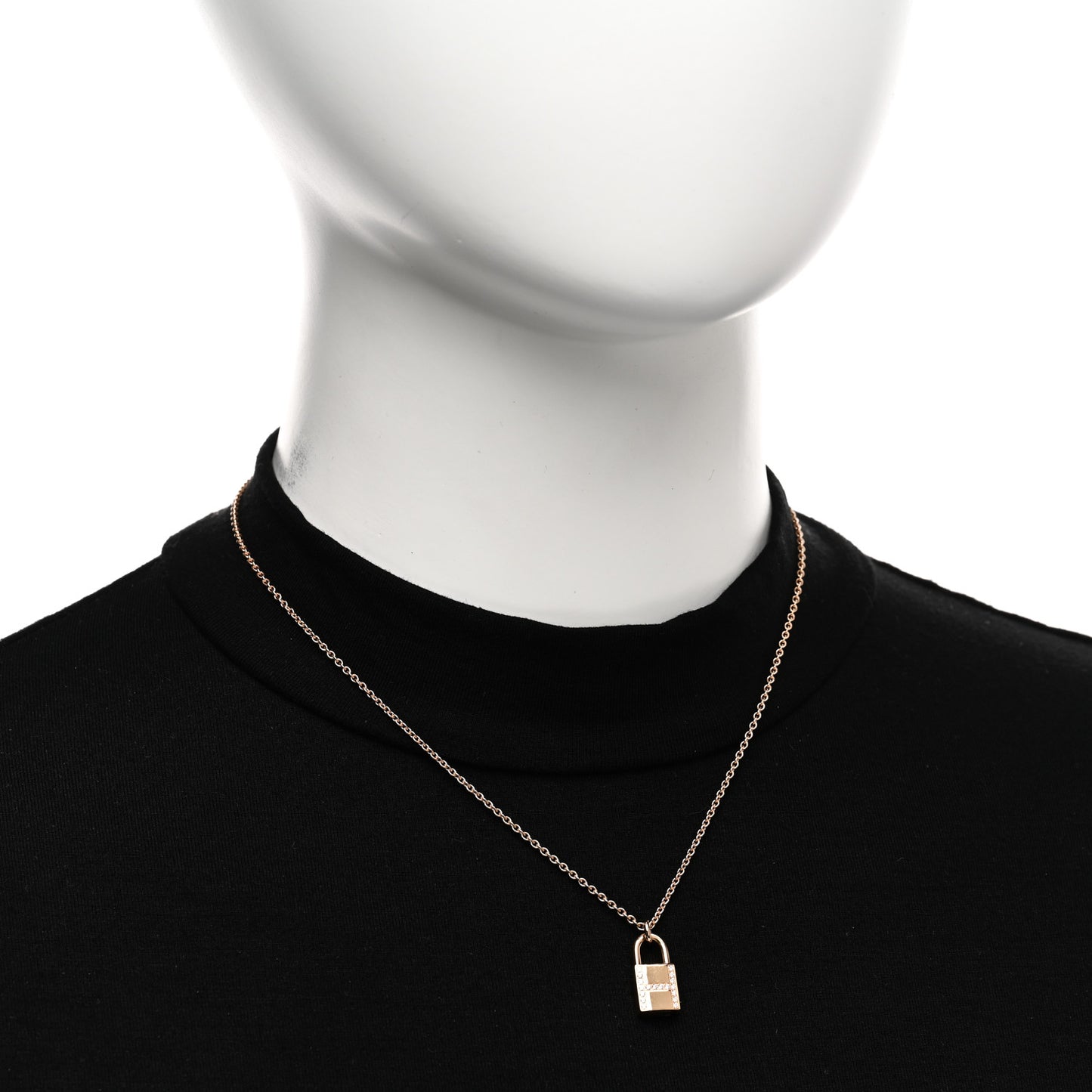 18K Rose Gold Diamond Amulettes Cadenas Pendant Necklace