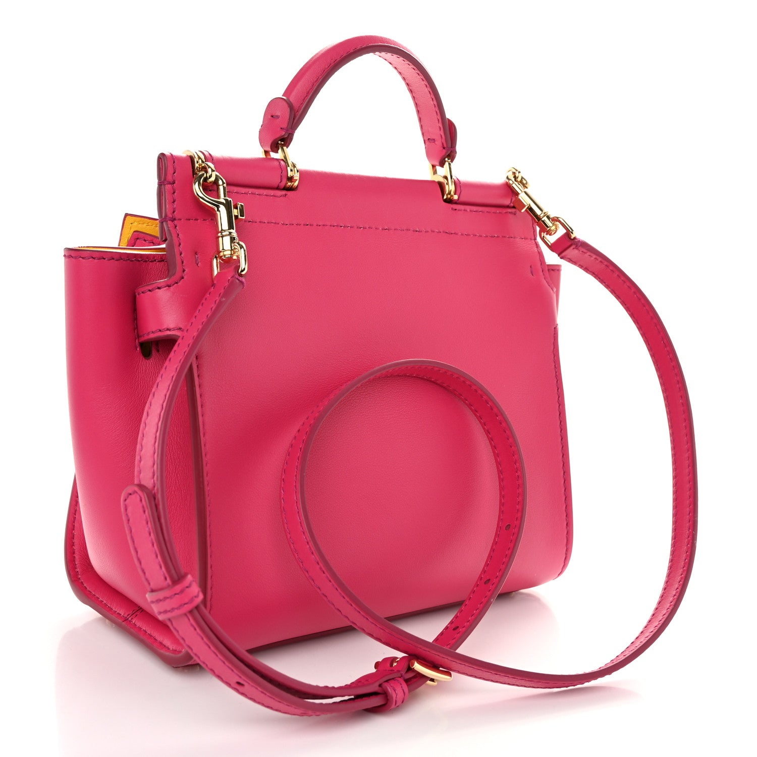Dolce & Gabbana Calfskin Small Sicily 62 Soft Bag Fuchsia Yellow 3 of 10