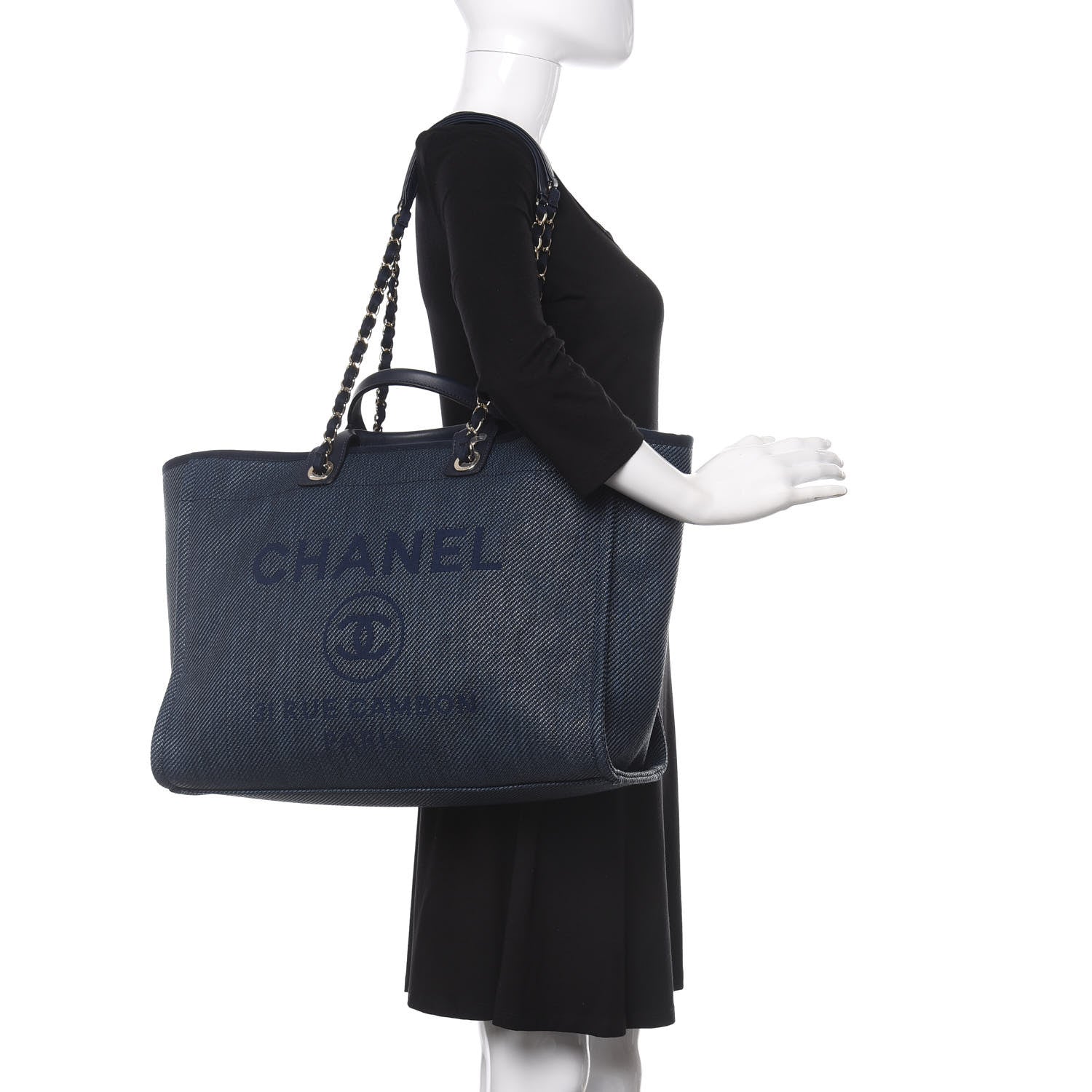 Chanel Mixed Fibers Large Deauville Tote Blue 3 of 11