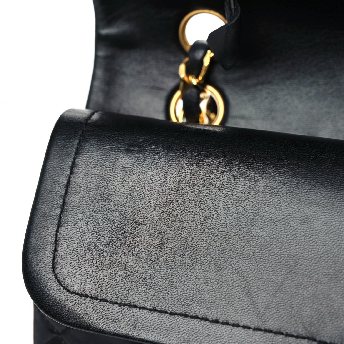 Lambskin Quilted Medium Double Flap Black
