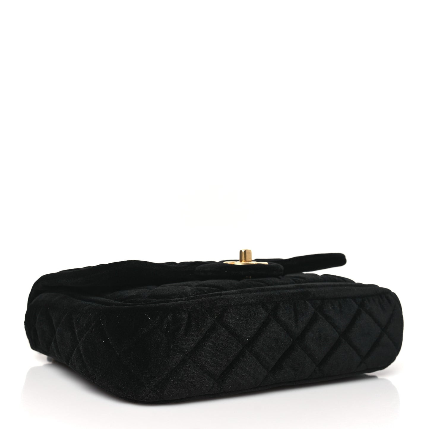 Velvet Quilted Double Frame Flap Black