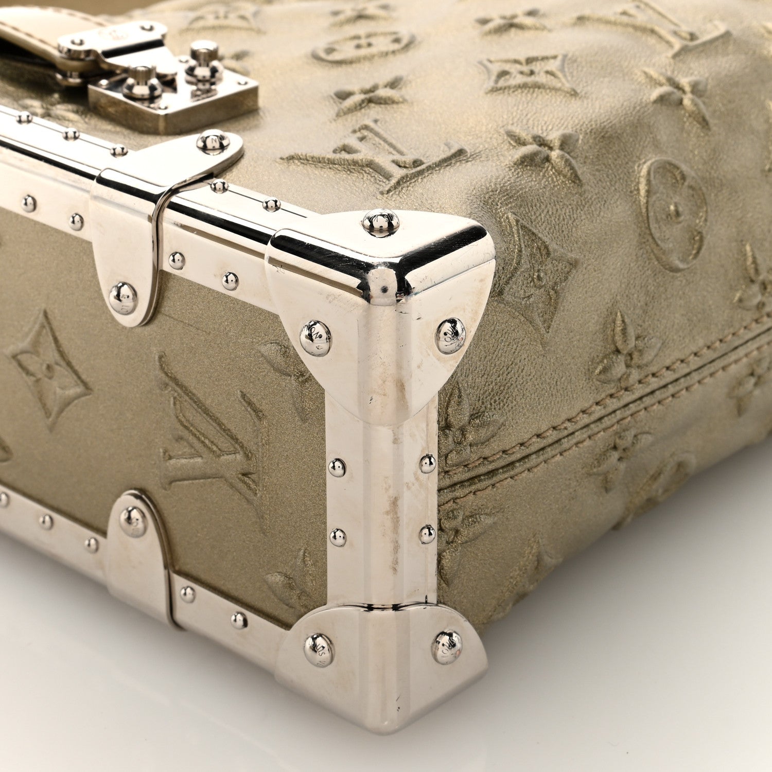 Louis Vuitton Calfskin Debossed Monogram Side Trunk Light Gold 8 of 9