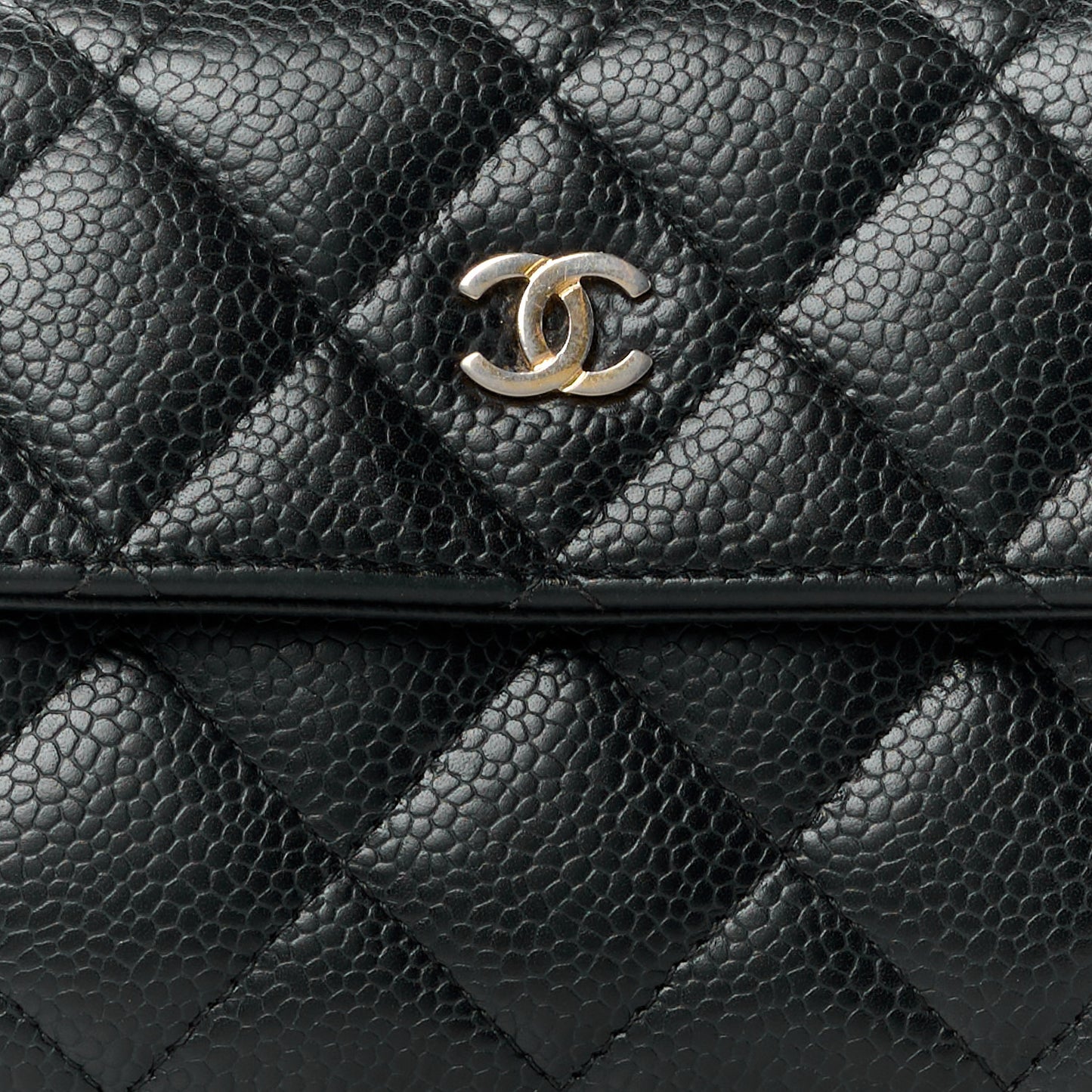 Caviar Quilted Long Flap Wallet Black