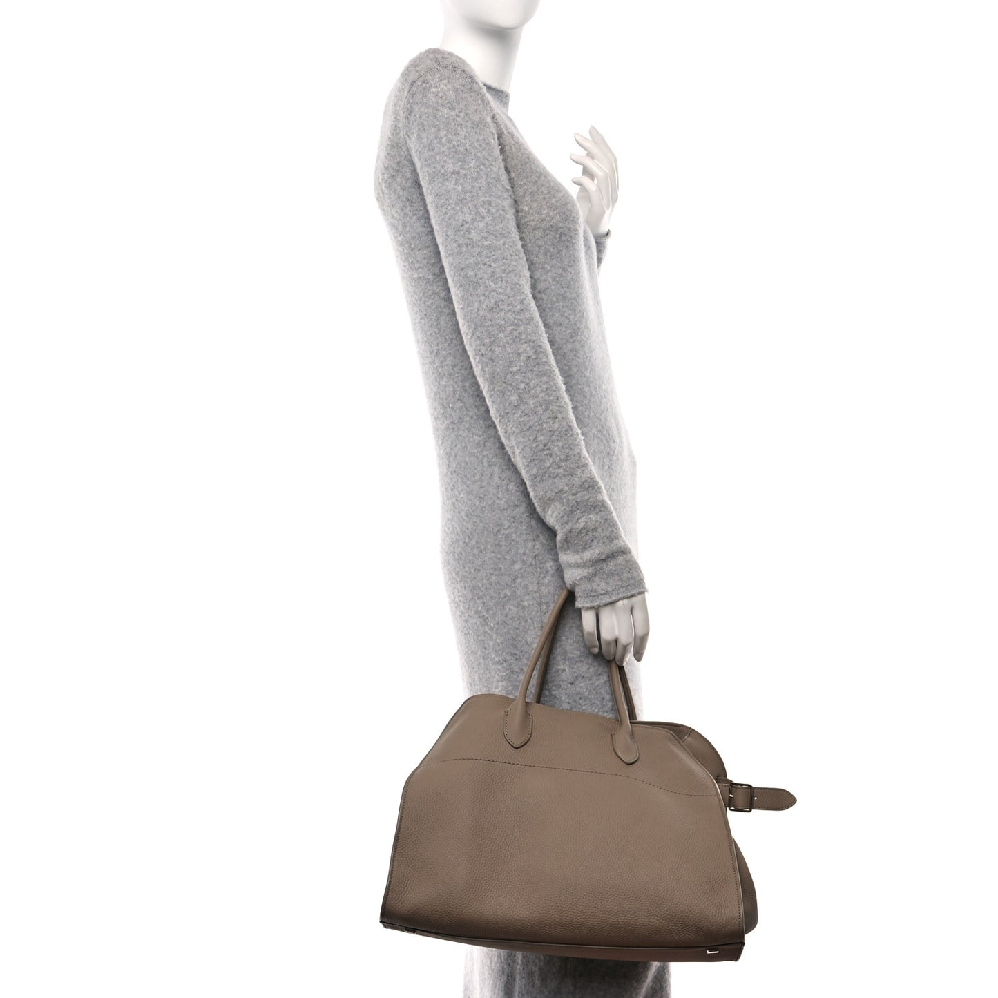 Matte Grained Calfskin Soft Margaux 15 Dark Taupe