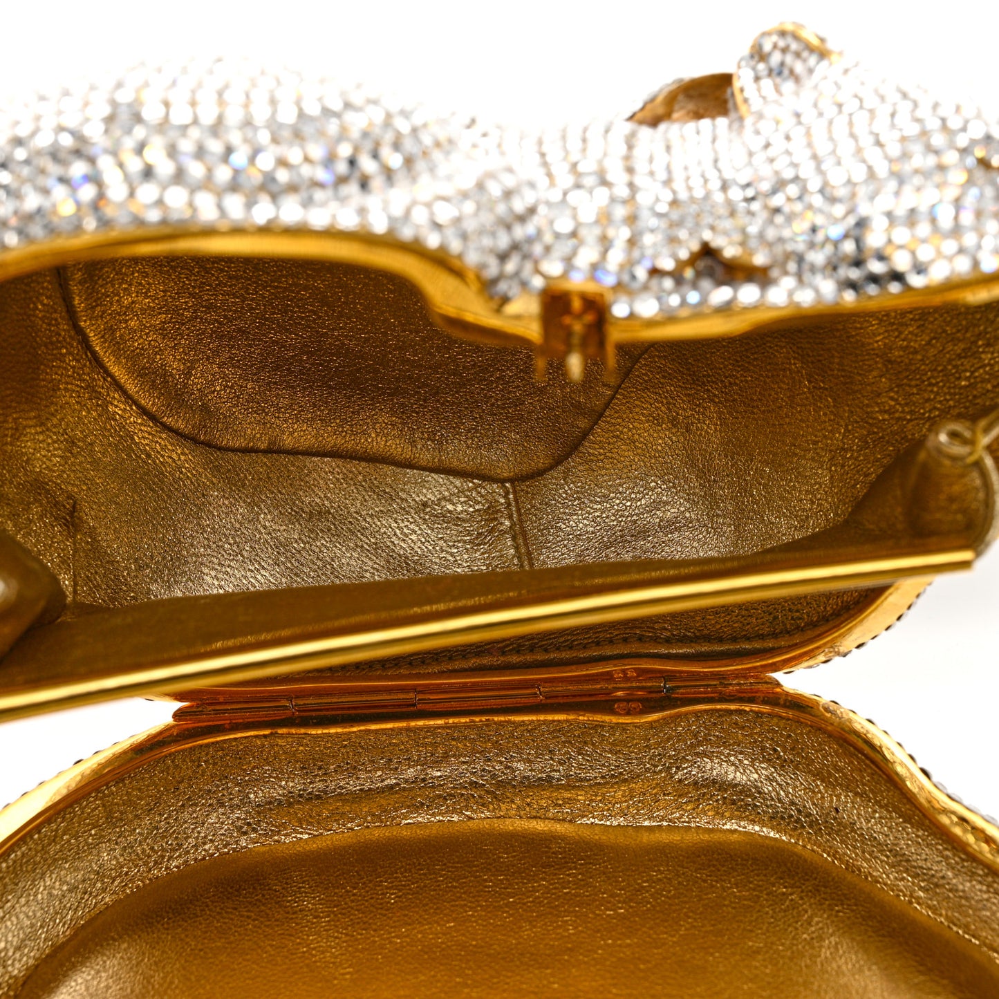 Swarovski Crystal Sleeping Cat Minaudiere Clutch Silver