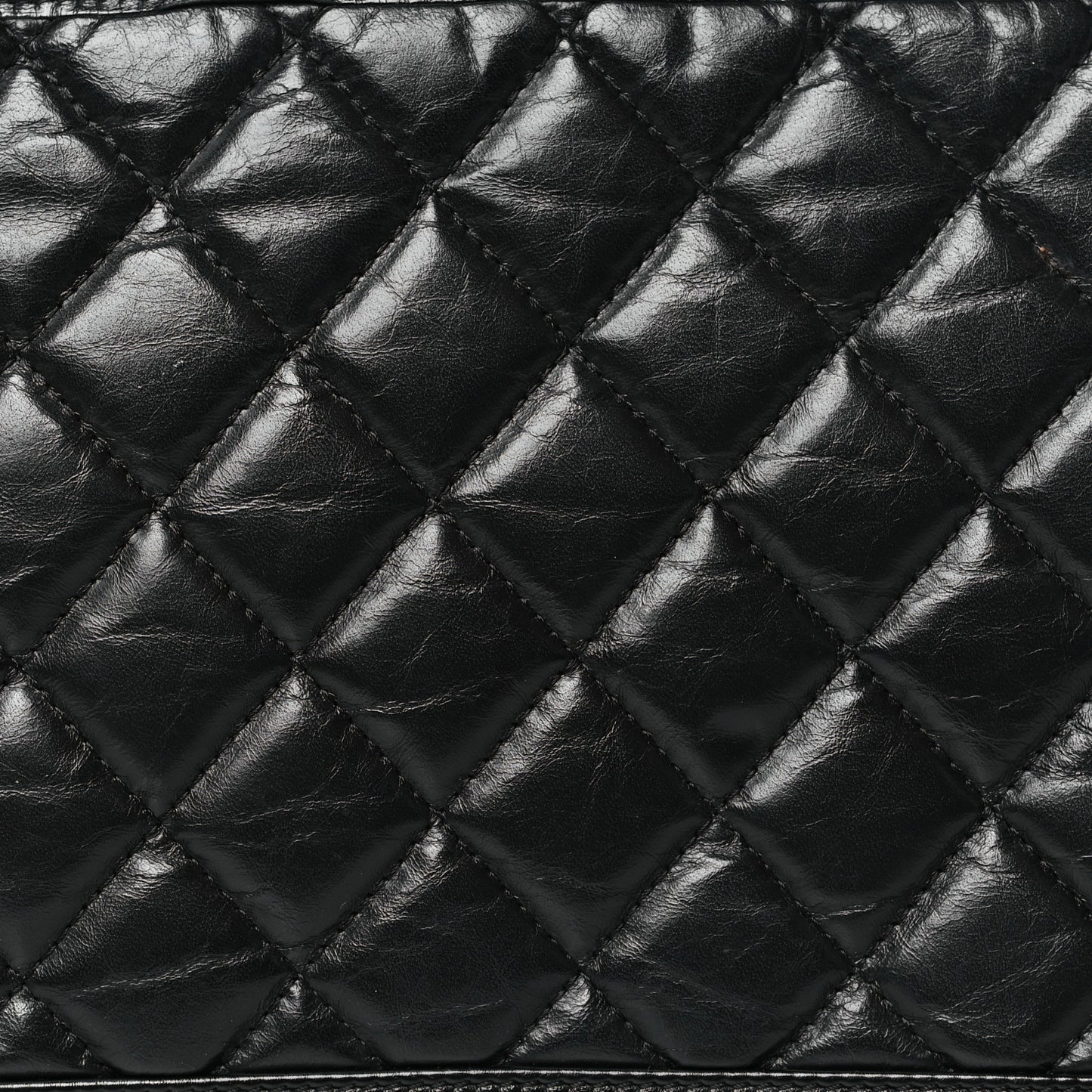 Aged Calfskin Quilted Medium Gabrielle Cosmetic Case Black