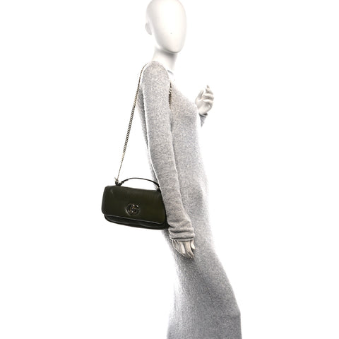 Lambskin Mini GG Milano Top Handle Shoulder Bag Green