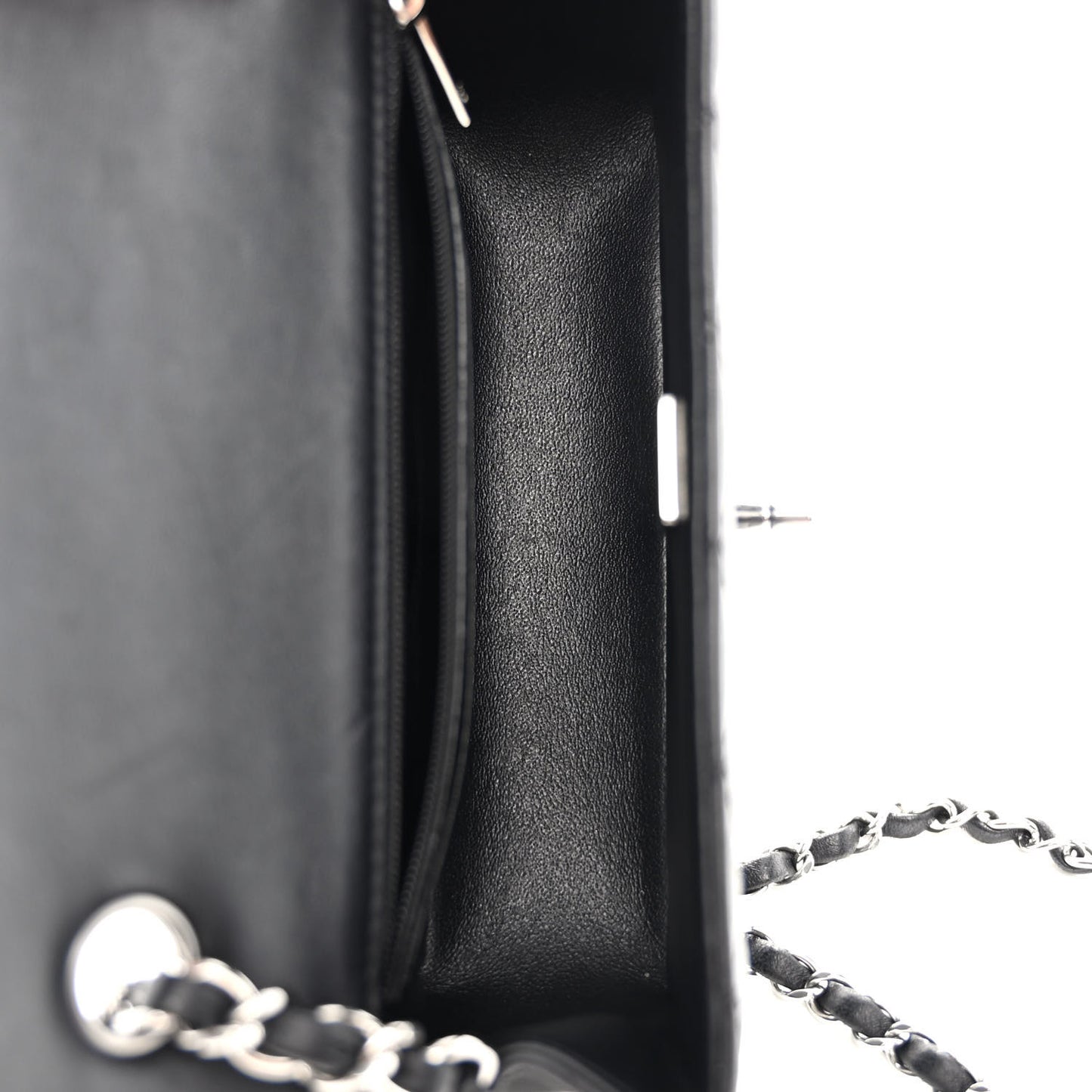 Lambskin Quilted Mini Rectangular Flap Black