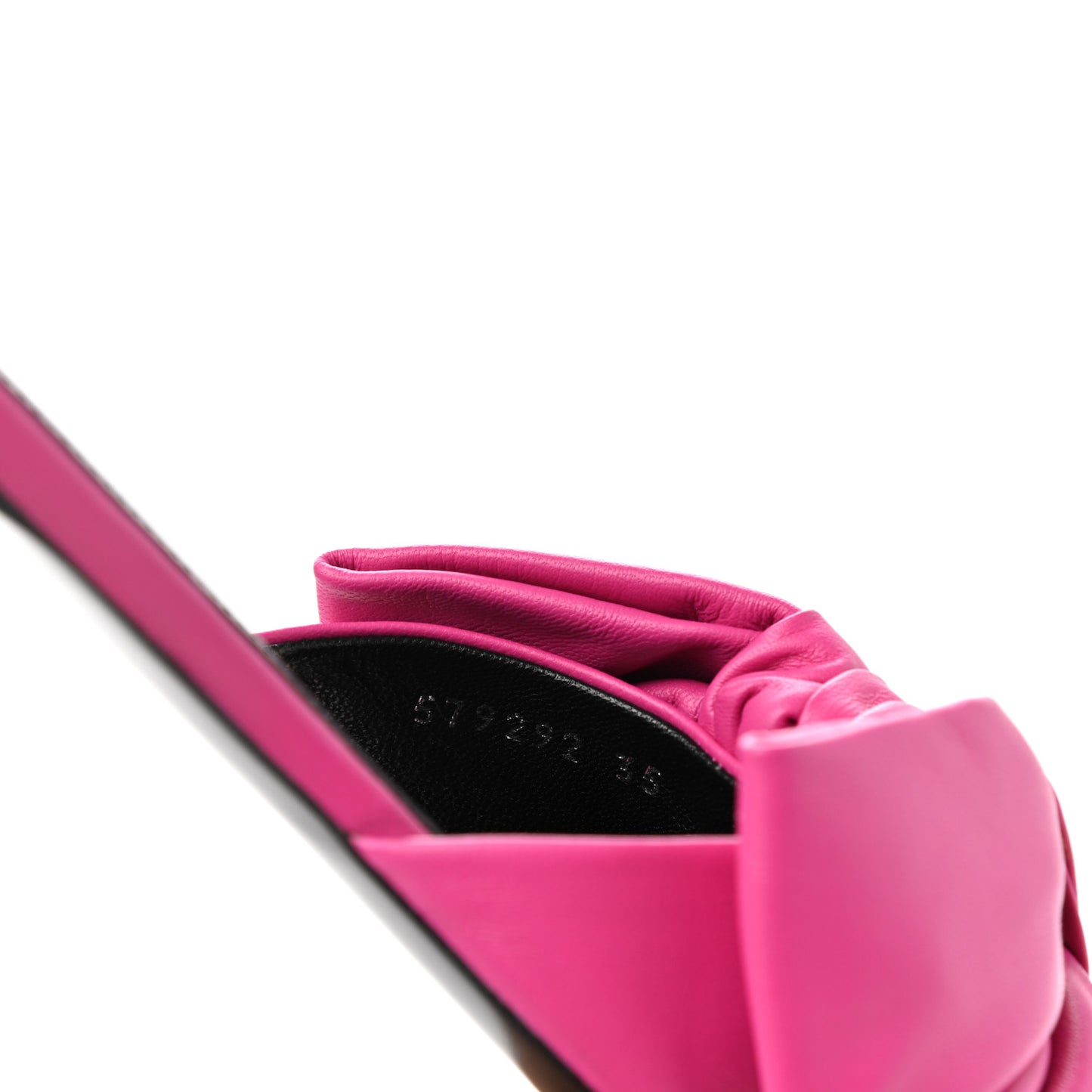 Soft Nappa Square Knife Bow Flat Slide Sandals 35 Magenta Pink