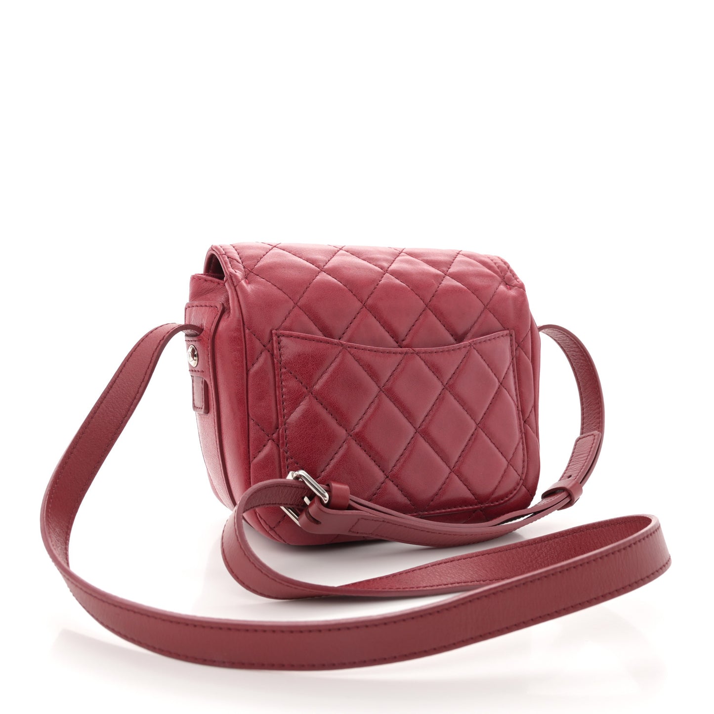 Lambskin Quilted Messenger Bag Red