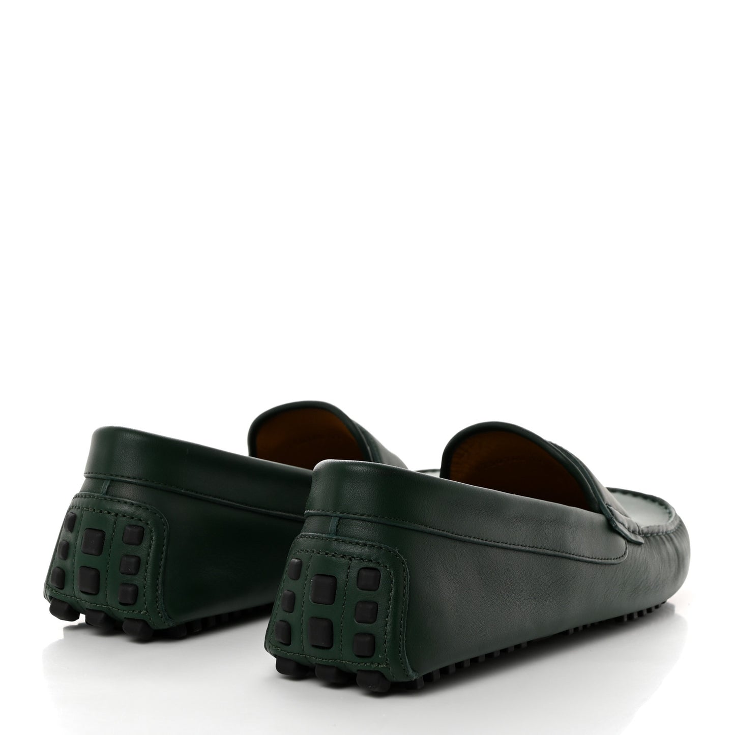 Soft Clove Calfskin Mens Interlocking G Driver Loafers 12 Vintage Green