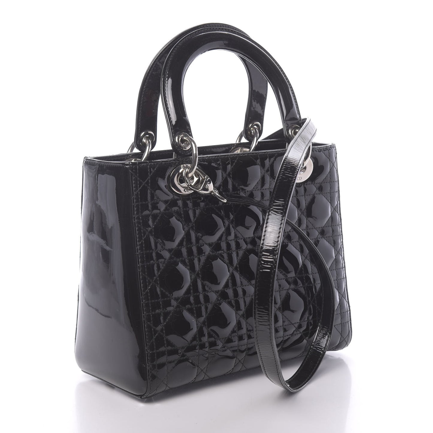 Patent Cannage Medium Lady Dior Black