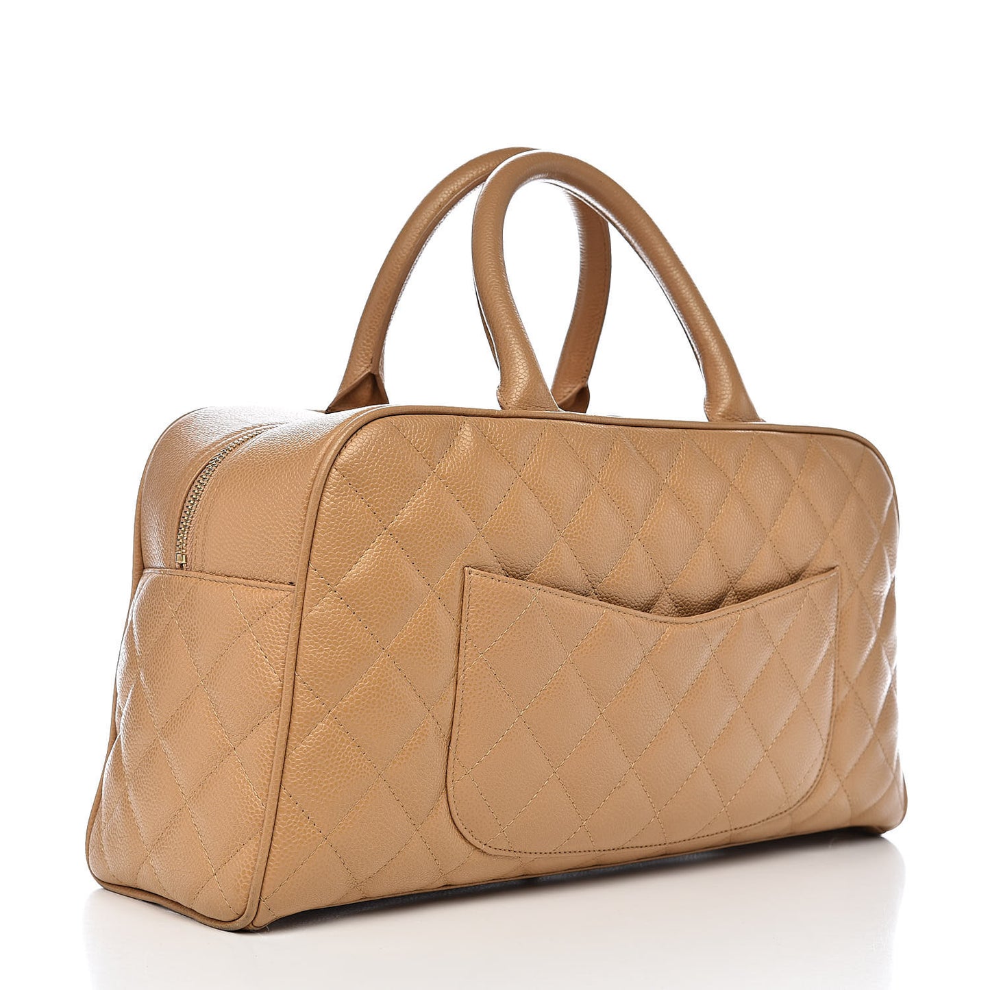 Caviar Quilted Large Bowler Bag Beige