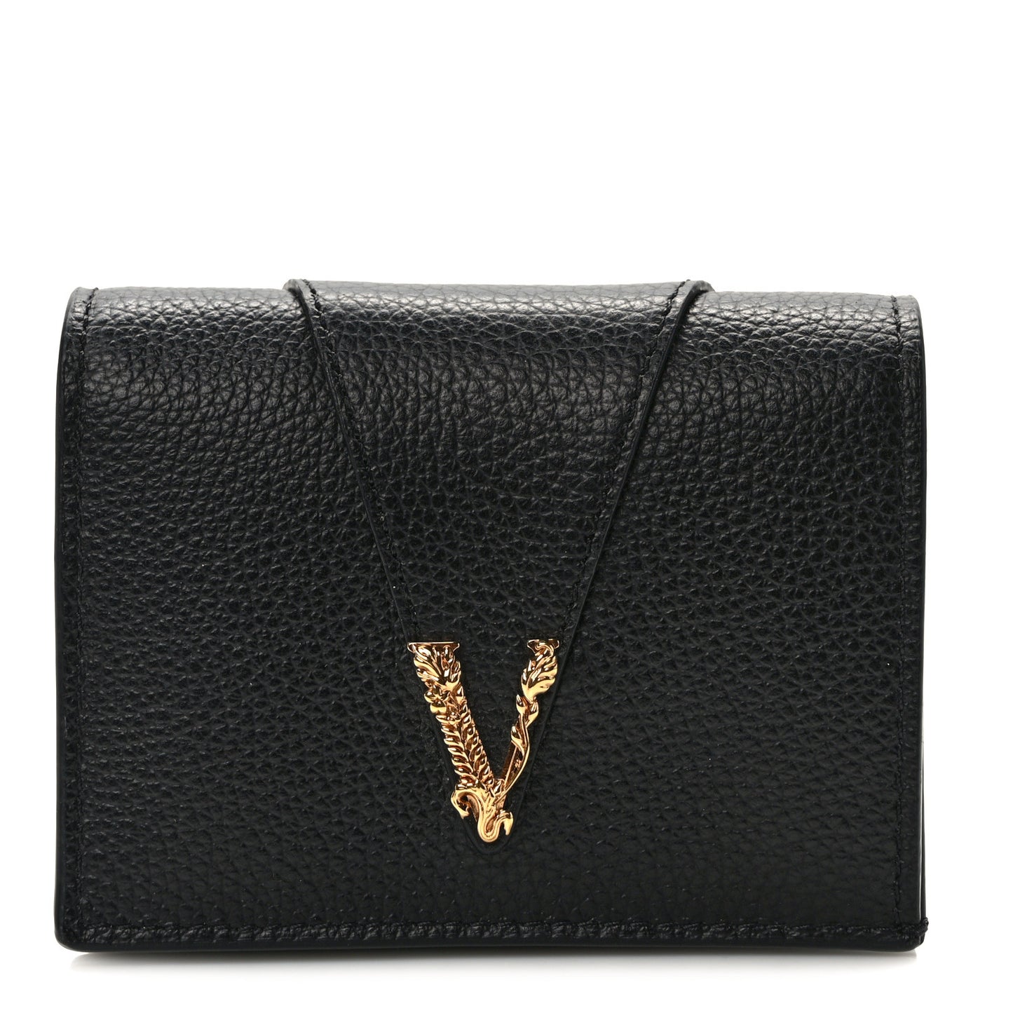 Grained Calfskin Virtus Bifold Wallet Black
