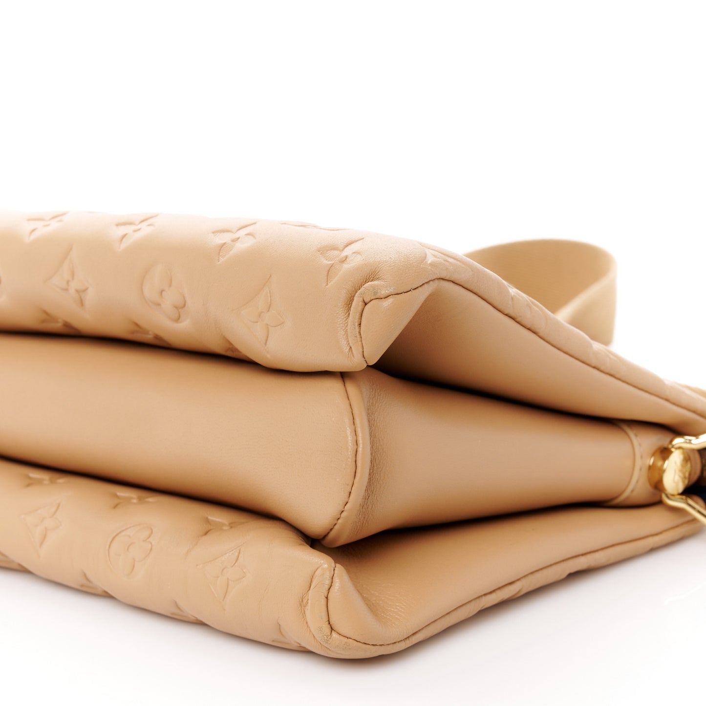 Lambskin Embossed Monogram Coussin PM Camel