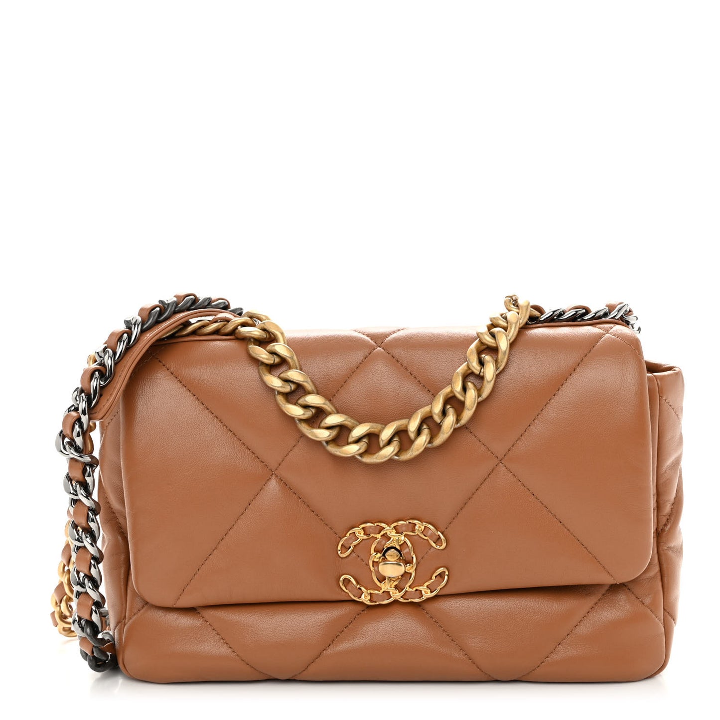 Lambskin Quilted Medium Chanel 19 Flap Brown