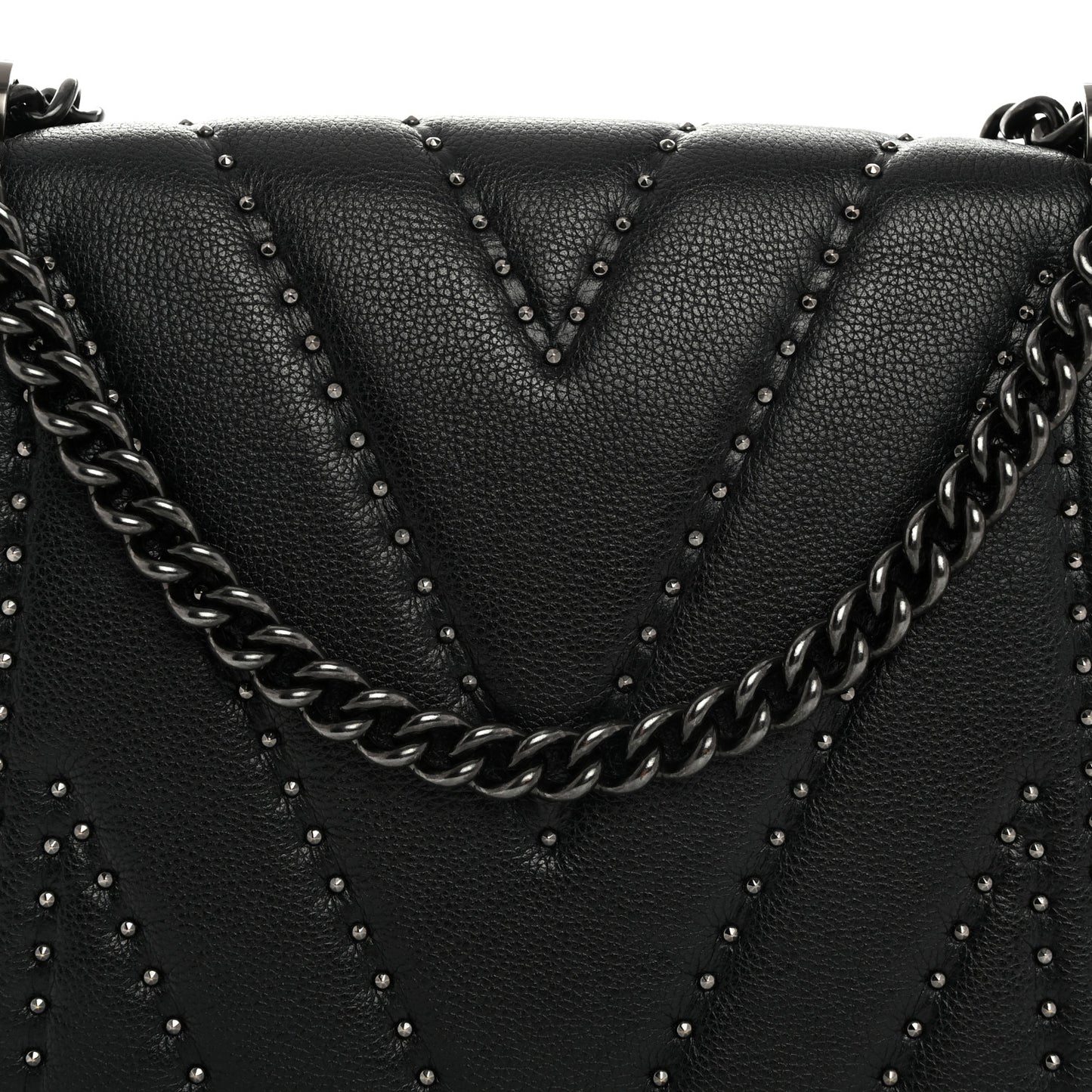 Calfskin Stud Disco Flap Crossbody Bag Black