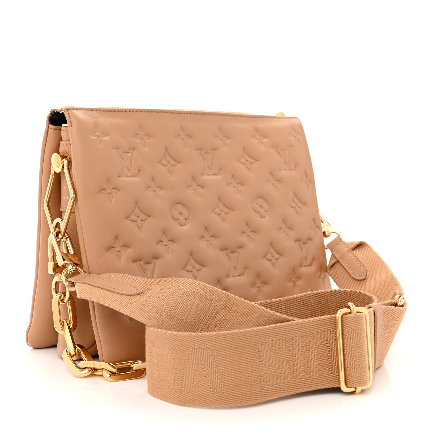 Louis Vuitton Lambskin Embossed Monogram Coussin PM Camel 3 of 12