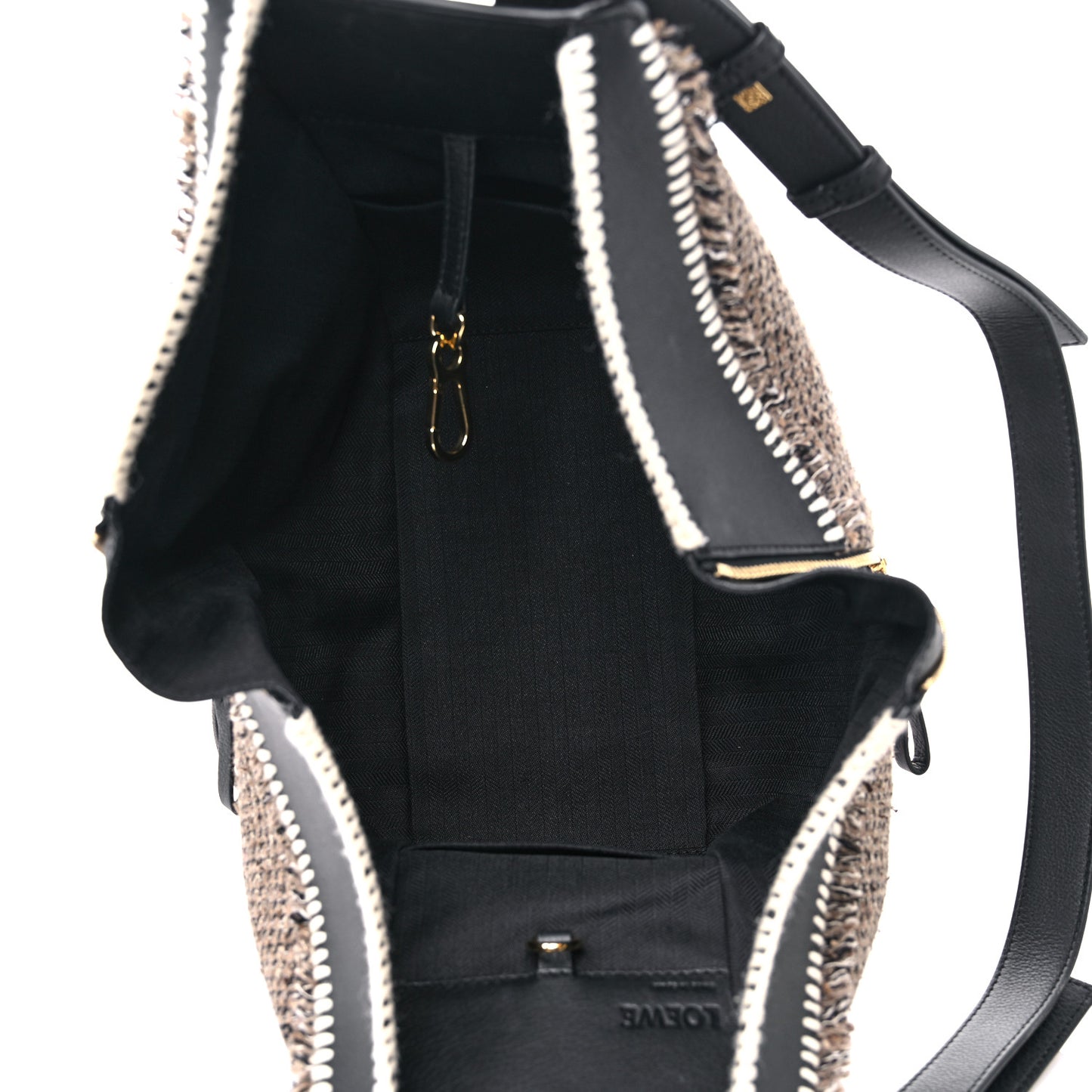 Calfskin Tweed Small Hammock Shoulder Bag Tan Black