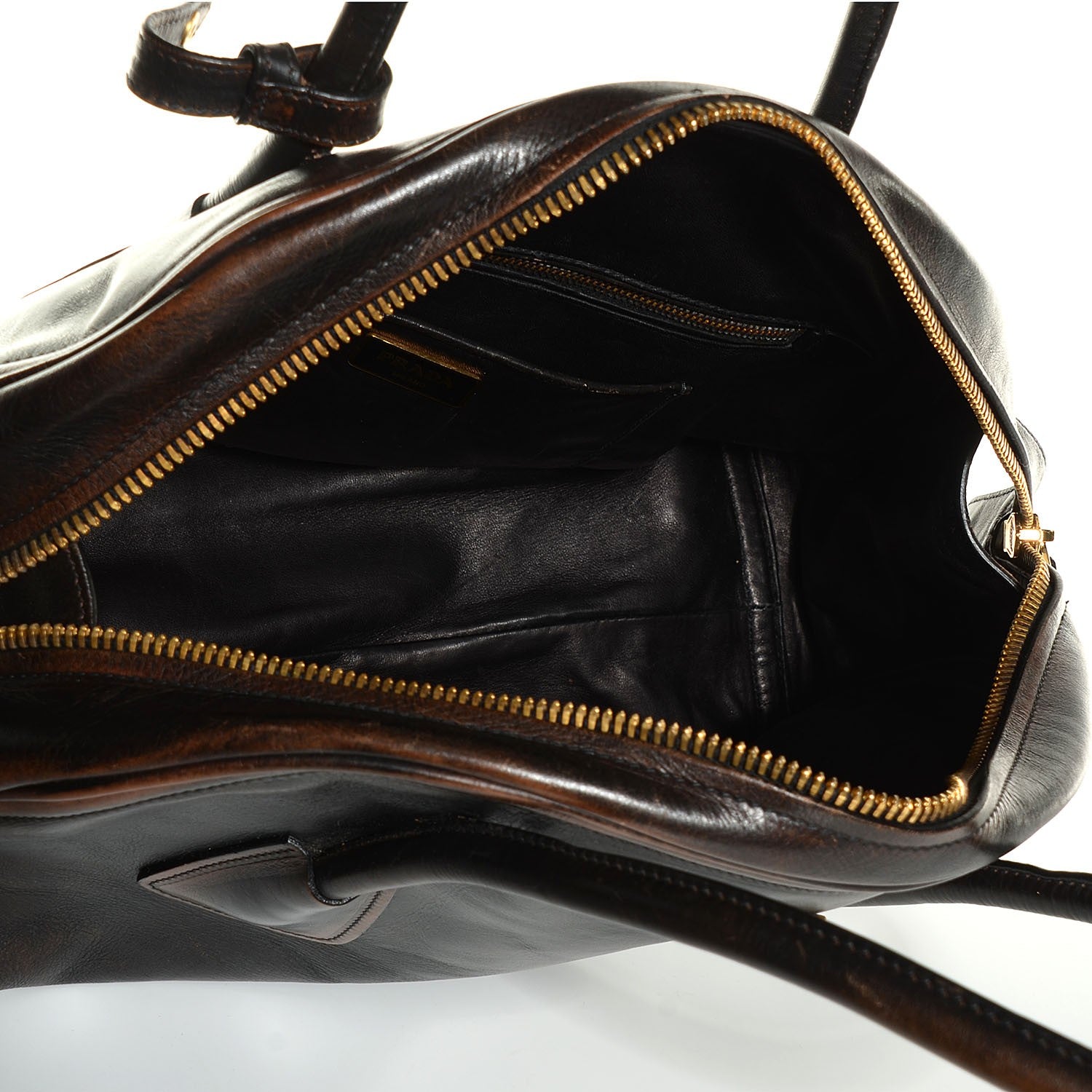 Prada Vitello Vintage Bowling Bag Black 5 of 9