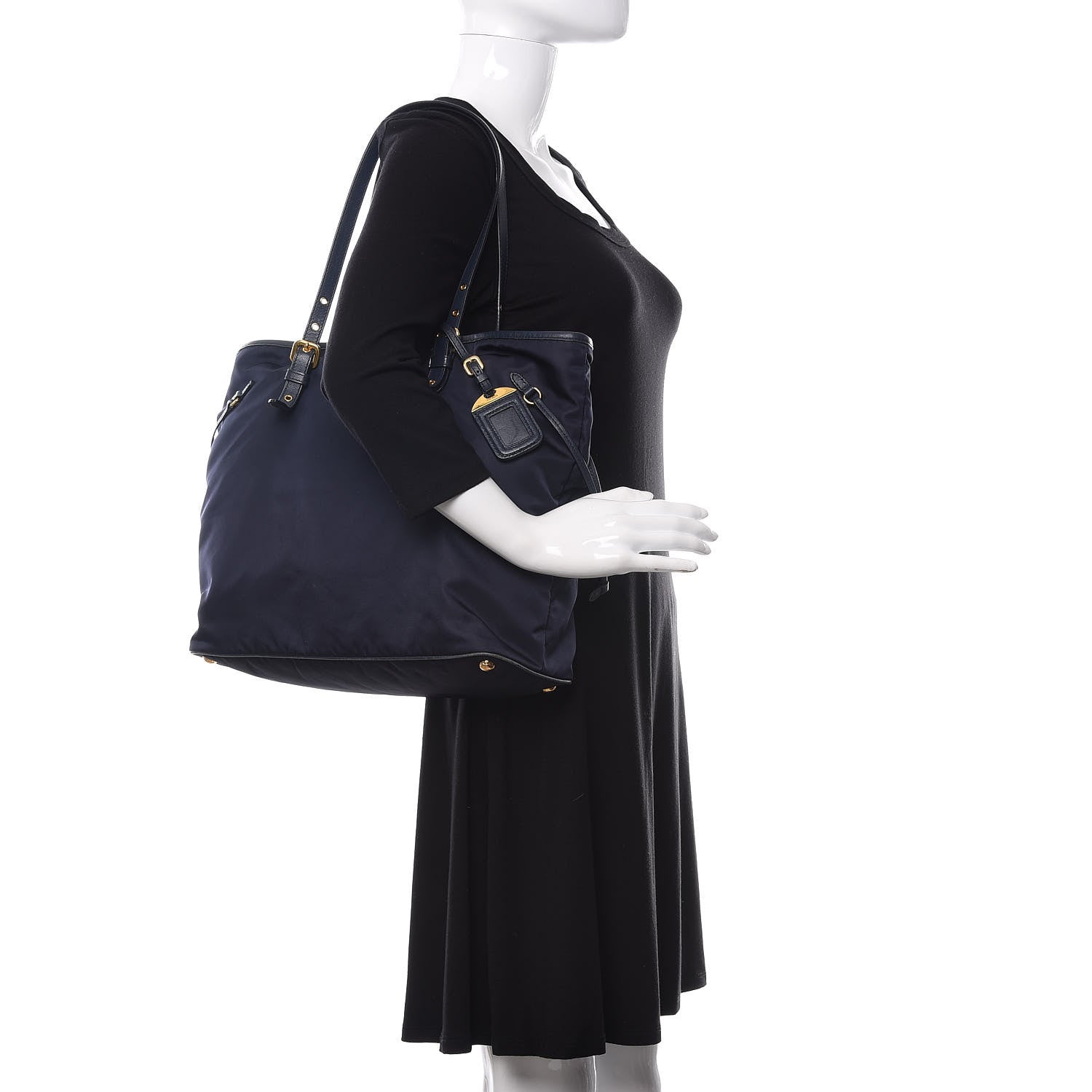 Prada Tessuto Nylon Saffiano Tote Baltico 2 of 9