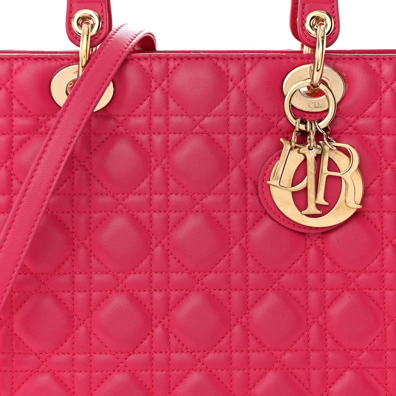Christian Dior Lambskin Cannage Large Lady Dior Fuchsia 8 of 17