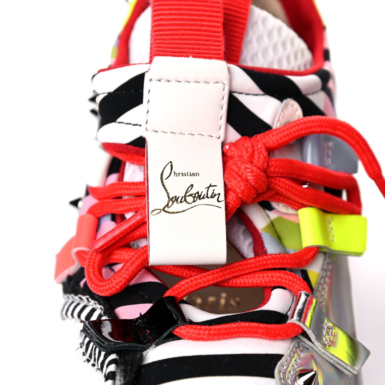 Christian Louboutin Neoprene Specchio Laser Donna Red Runner Spike Flat Sneaker 37.5 Multicolor 8 of 15