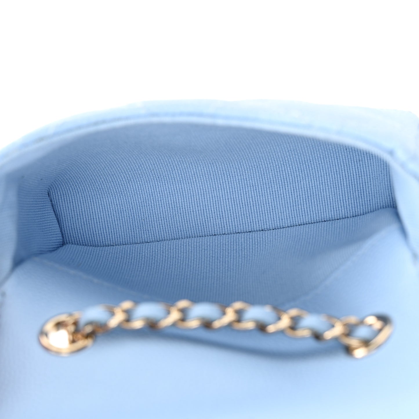 Caviar Quilted Mini Chain Belt Bag Light Blue
