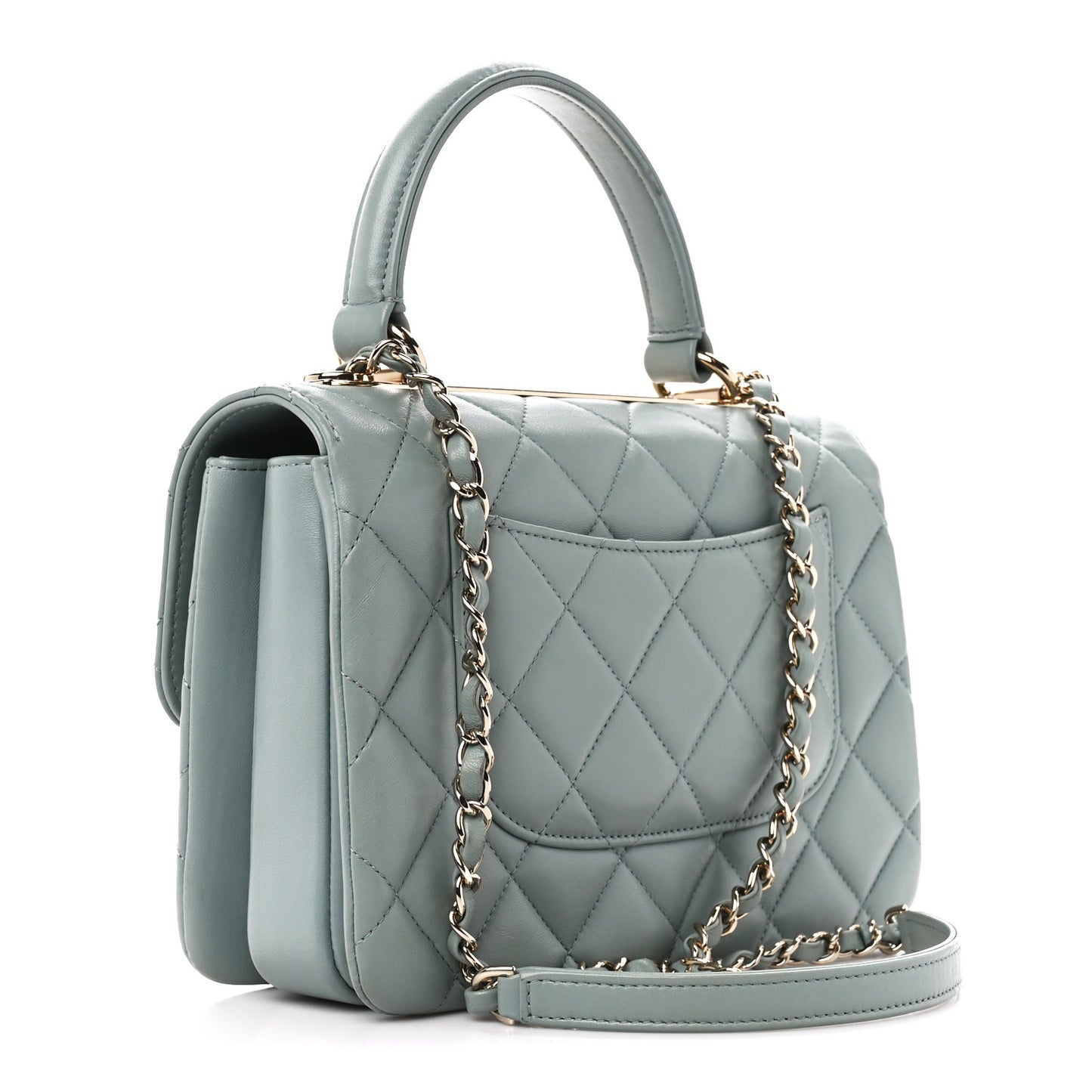 Lambskin Quilted Small Trendy CC Flap Dual Handle Bag Blue